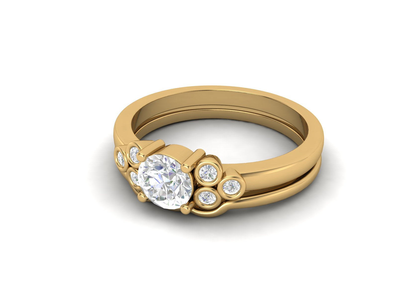 Anello nuziale solitario impilabile con zirconi bianchi da 0,57 carati