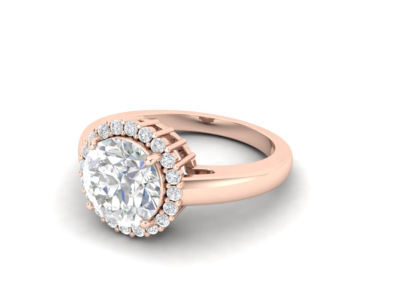 White CZ Solitaire Halo Ring - Sterling Silver