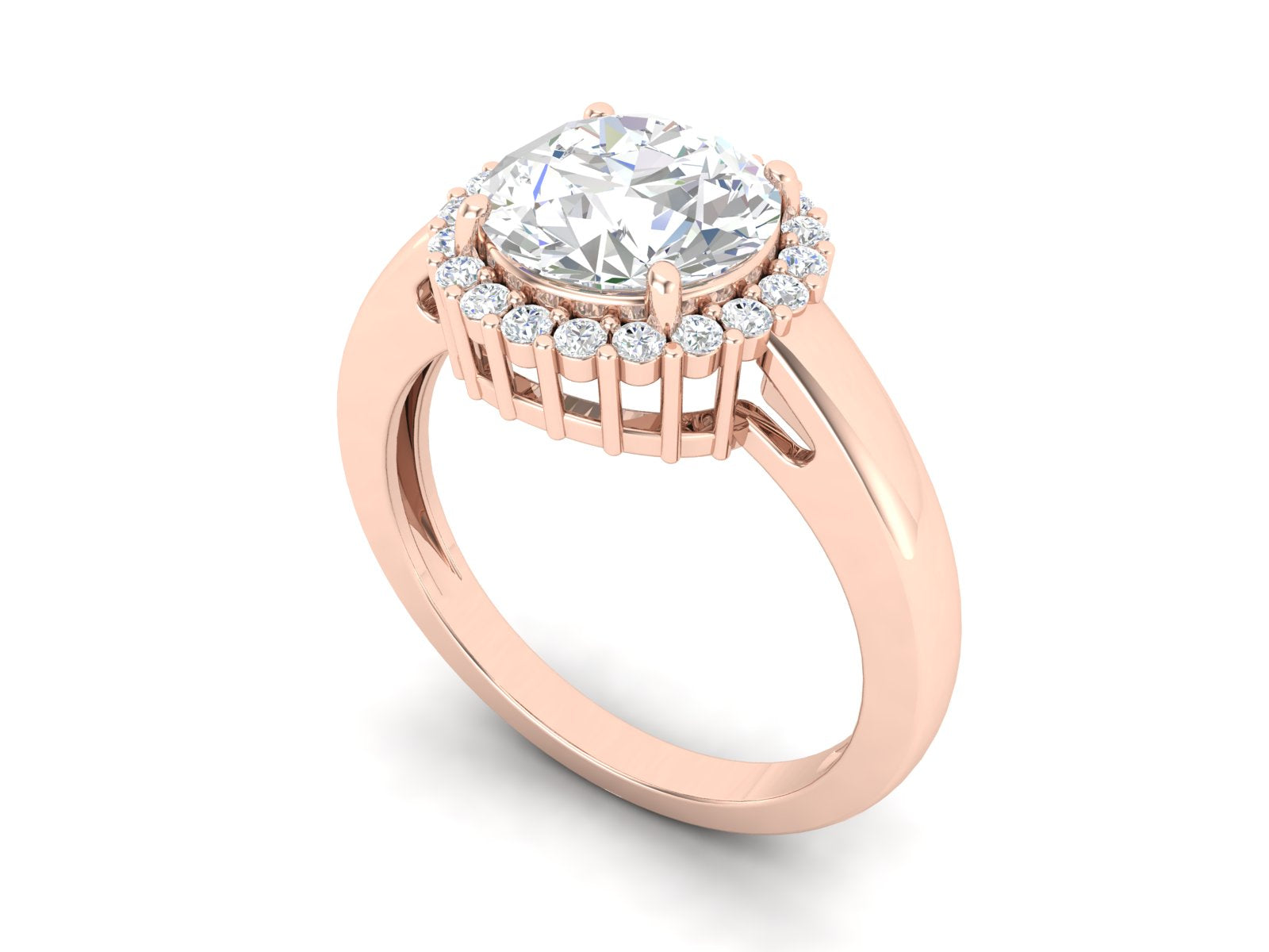 White CZ Solitaire Halo Ring - Sterling Silver