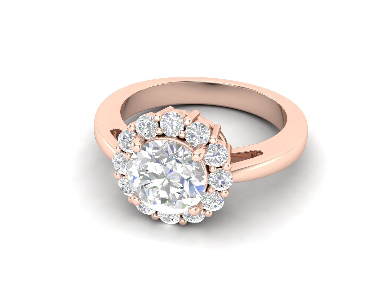 White CZ Solitaire Halo Classic Ring - Sterling Silver