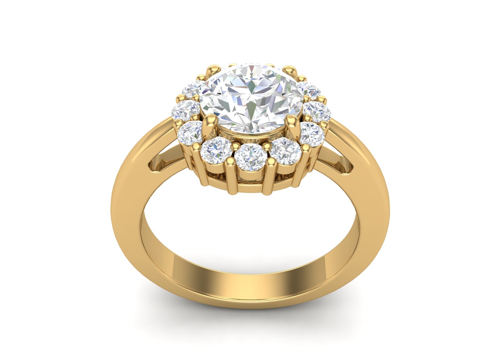 White CZ Solitaire Halo Classic Ring - Sterling Silver