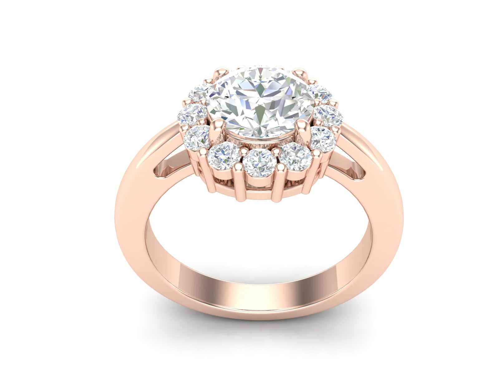 White CZ Solitaire Halo Classic Ring - Sterling Silver