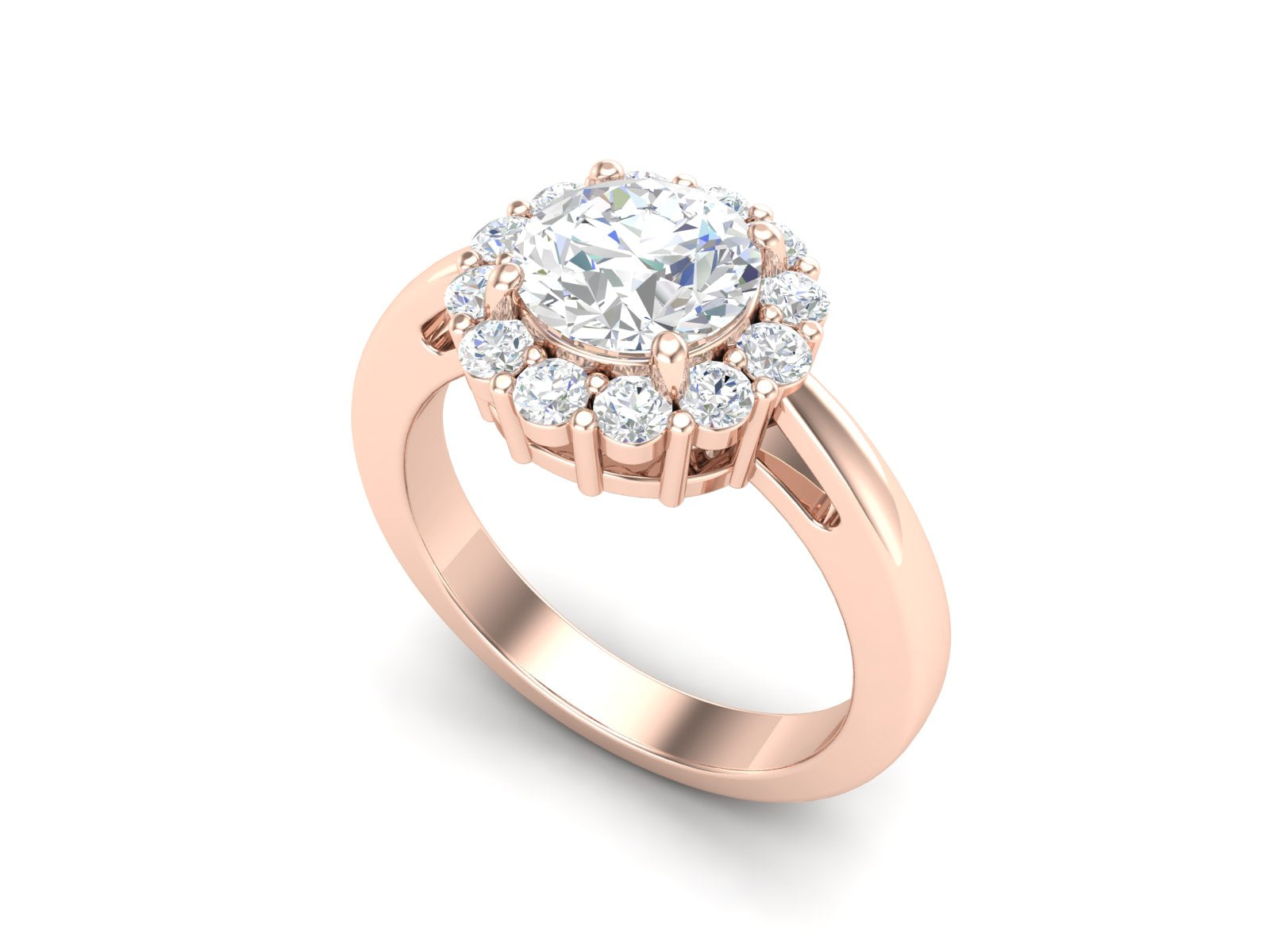 White CZ Solitaire Halo Classic Ring - Sterling Silver