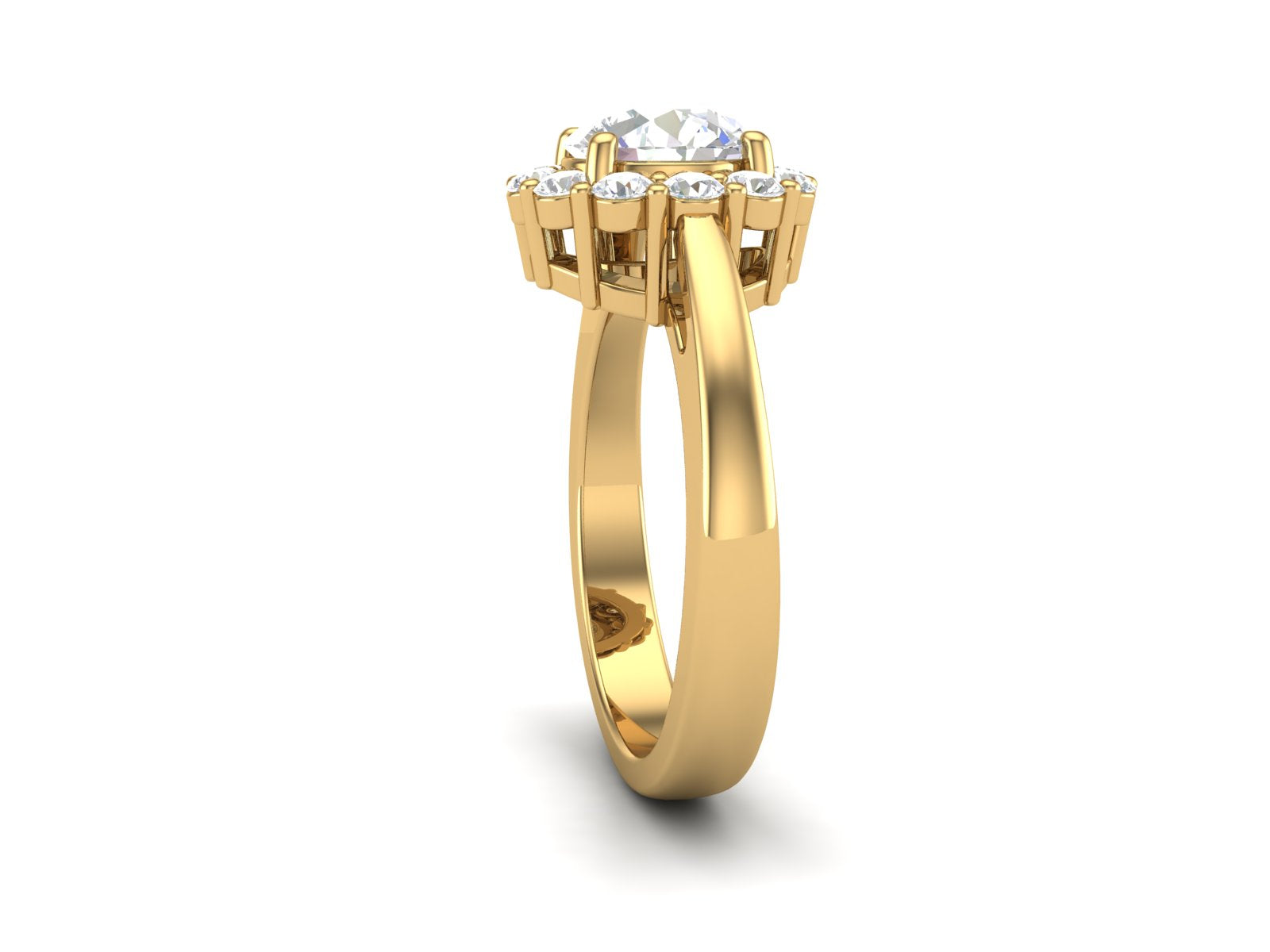 White CZ Solitaire Halo Classic Ring - Sterling Silver