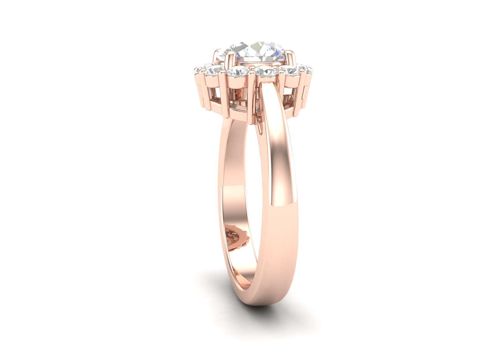 White CZ Solitaire Halo Classic Ring - Sterling Silver