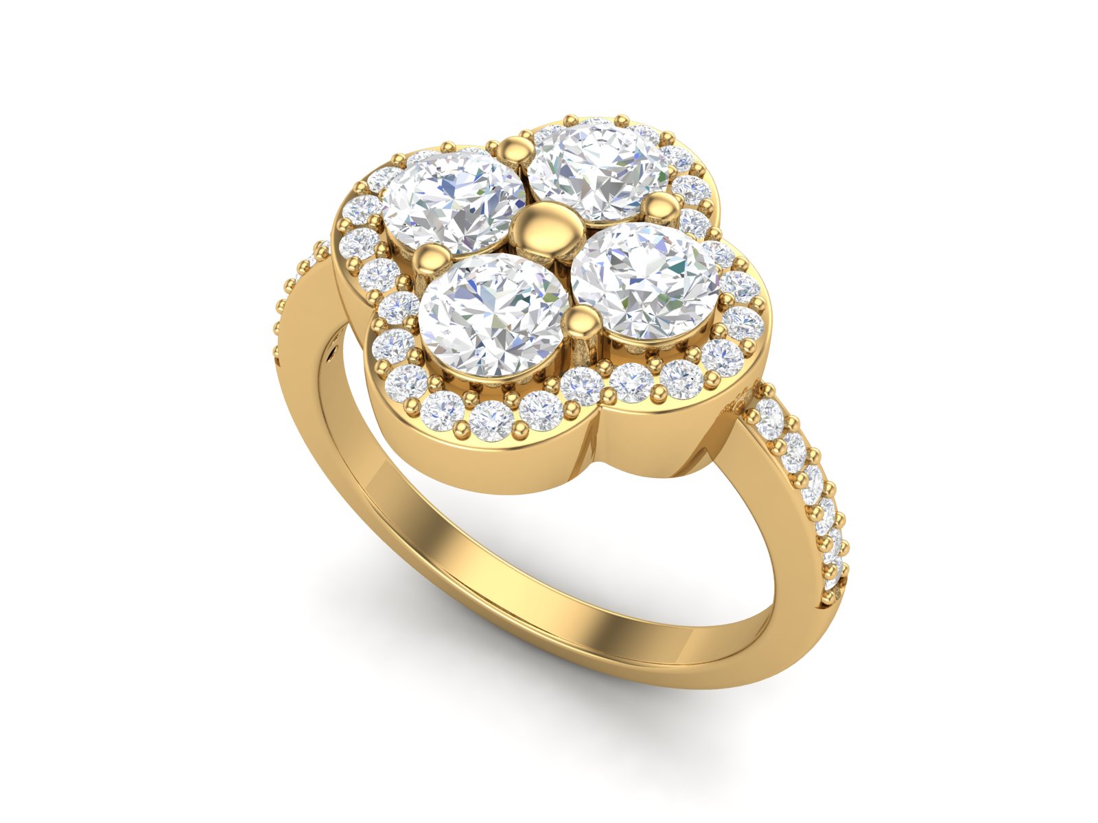 White CZ Round Floral Cluster Ring - Sterling Silver