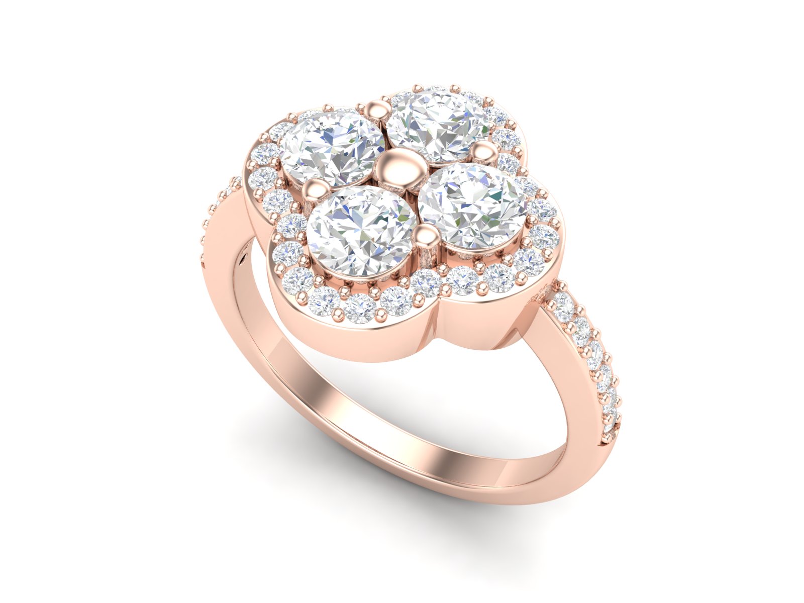 White CZ Round Floral Cluster Ring - Sterling Silver