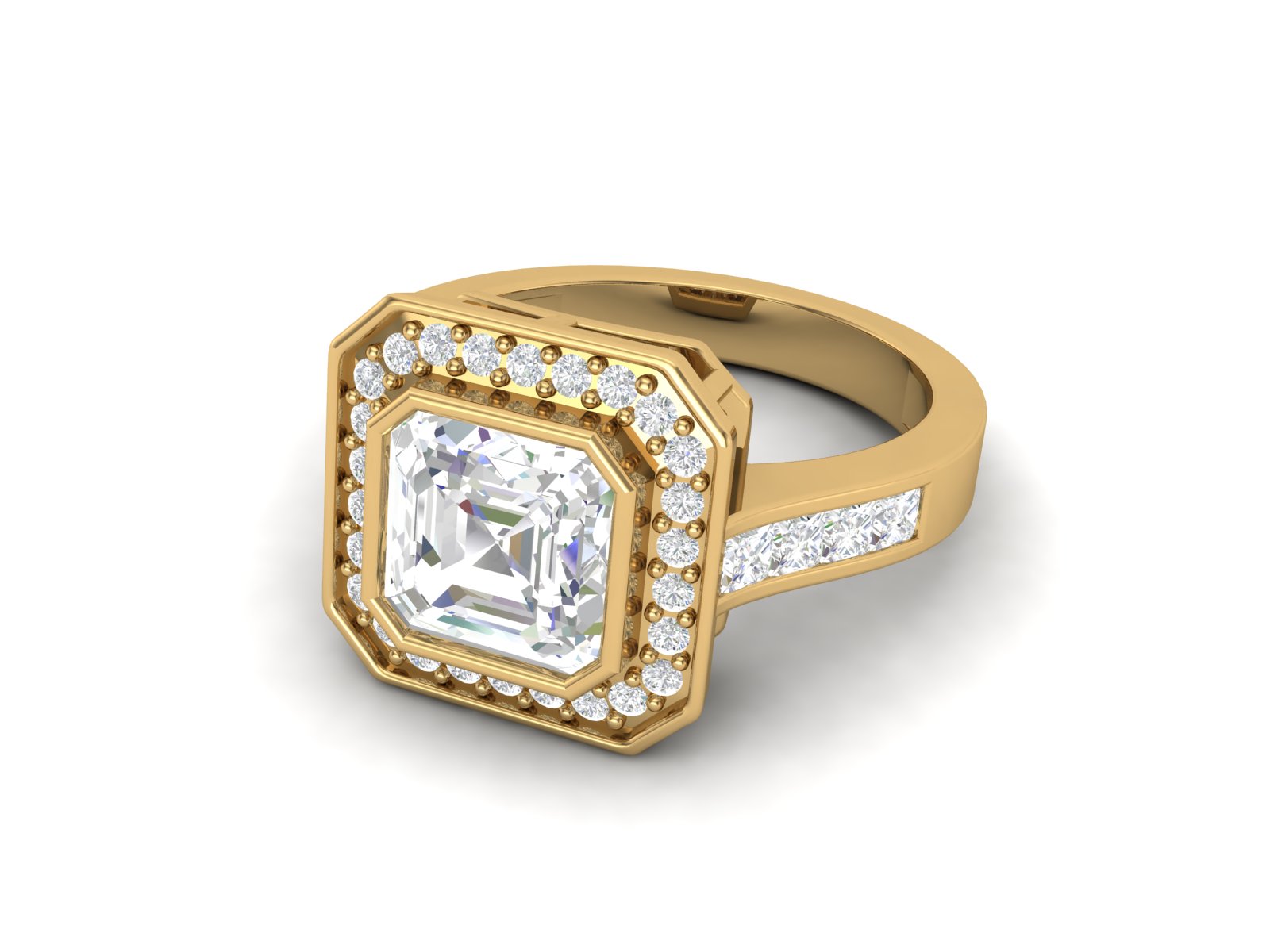 White CZ Solitaire Halo Ring - Sterling Silver