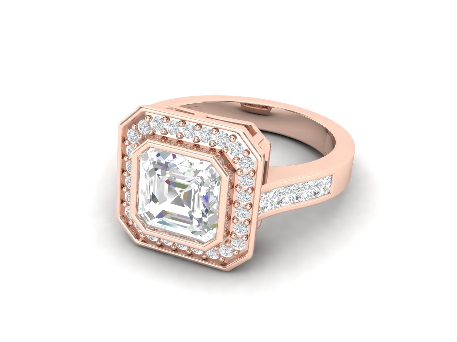 White CZ Solitaire Halo Ring - Sterling Silver