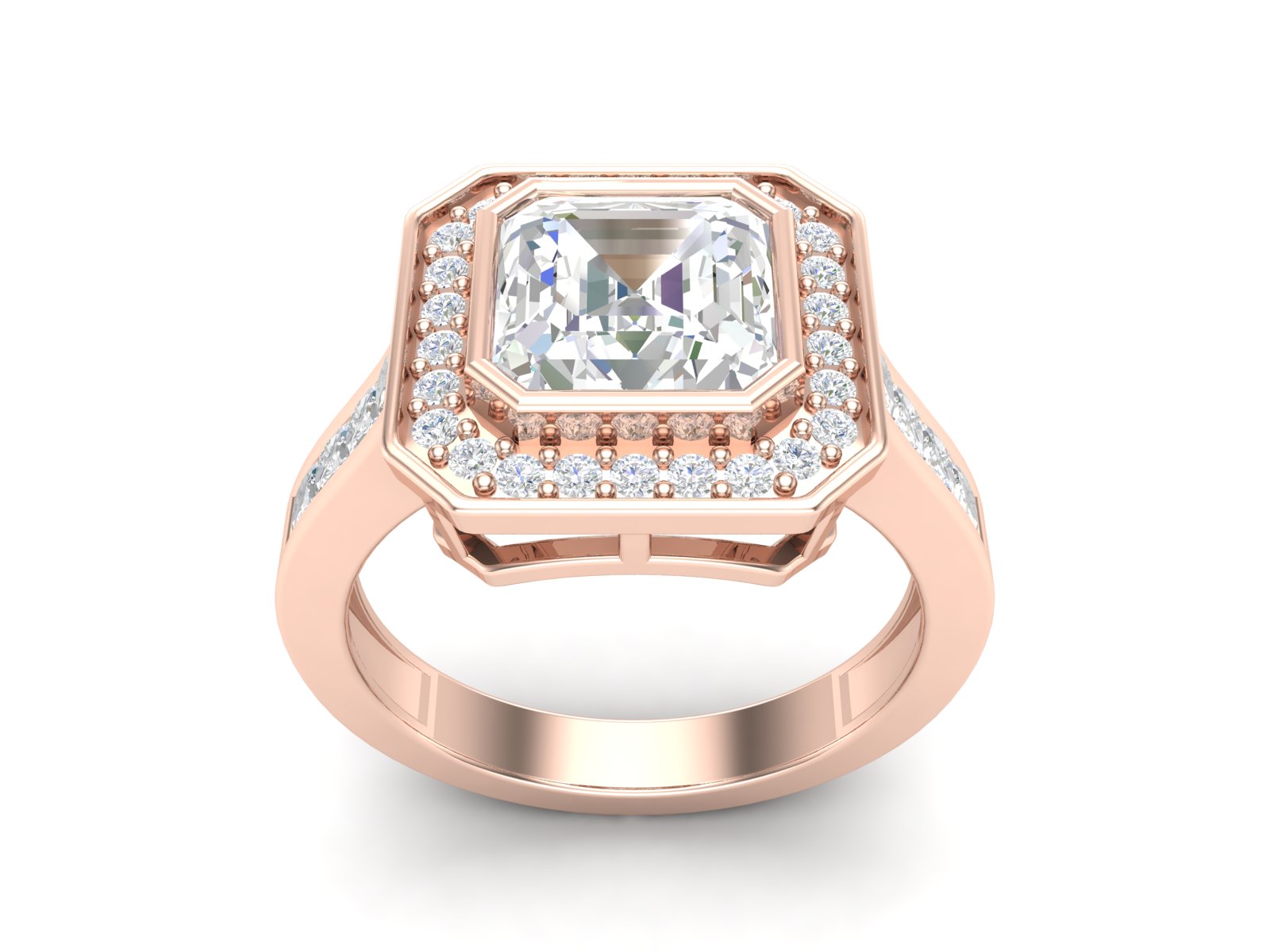 White CZ Solitaire Halo Ring - Sterling Silver