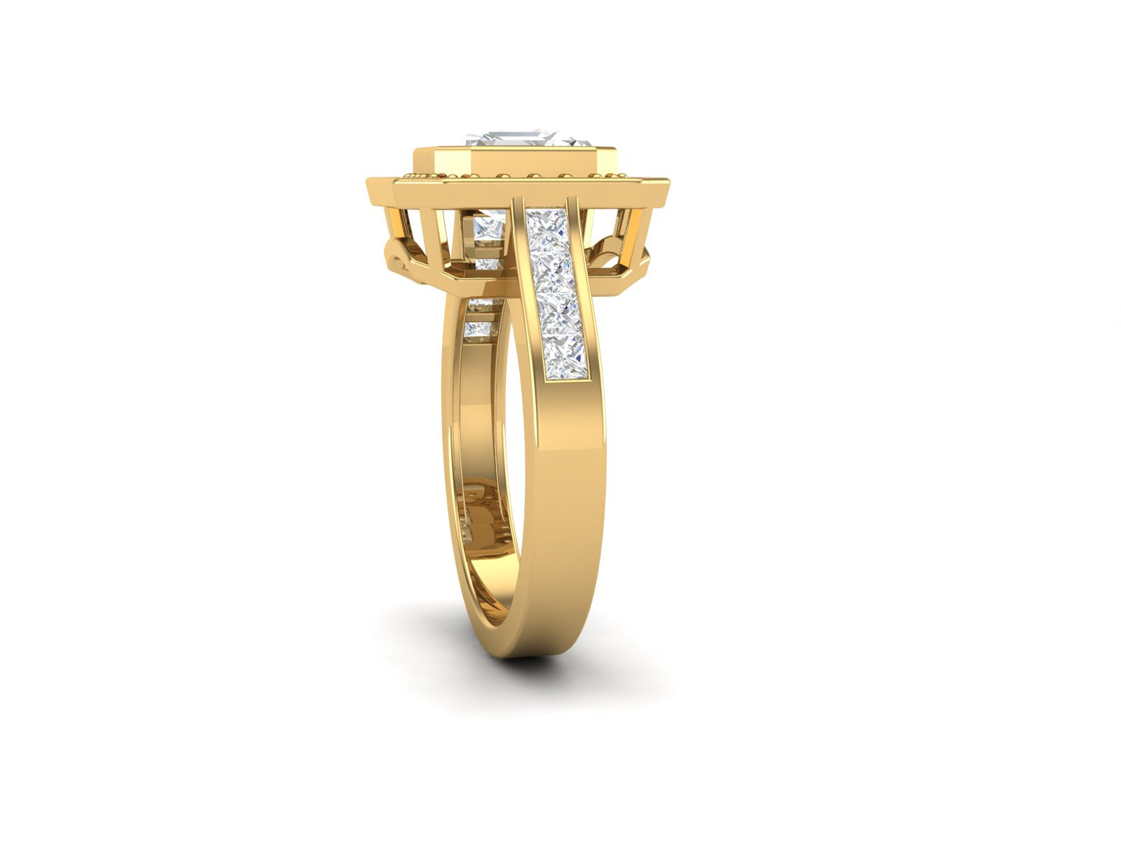 White CZ Solitaire Halo Ring - Sterling Silver