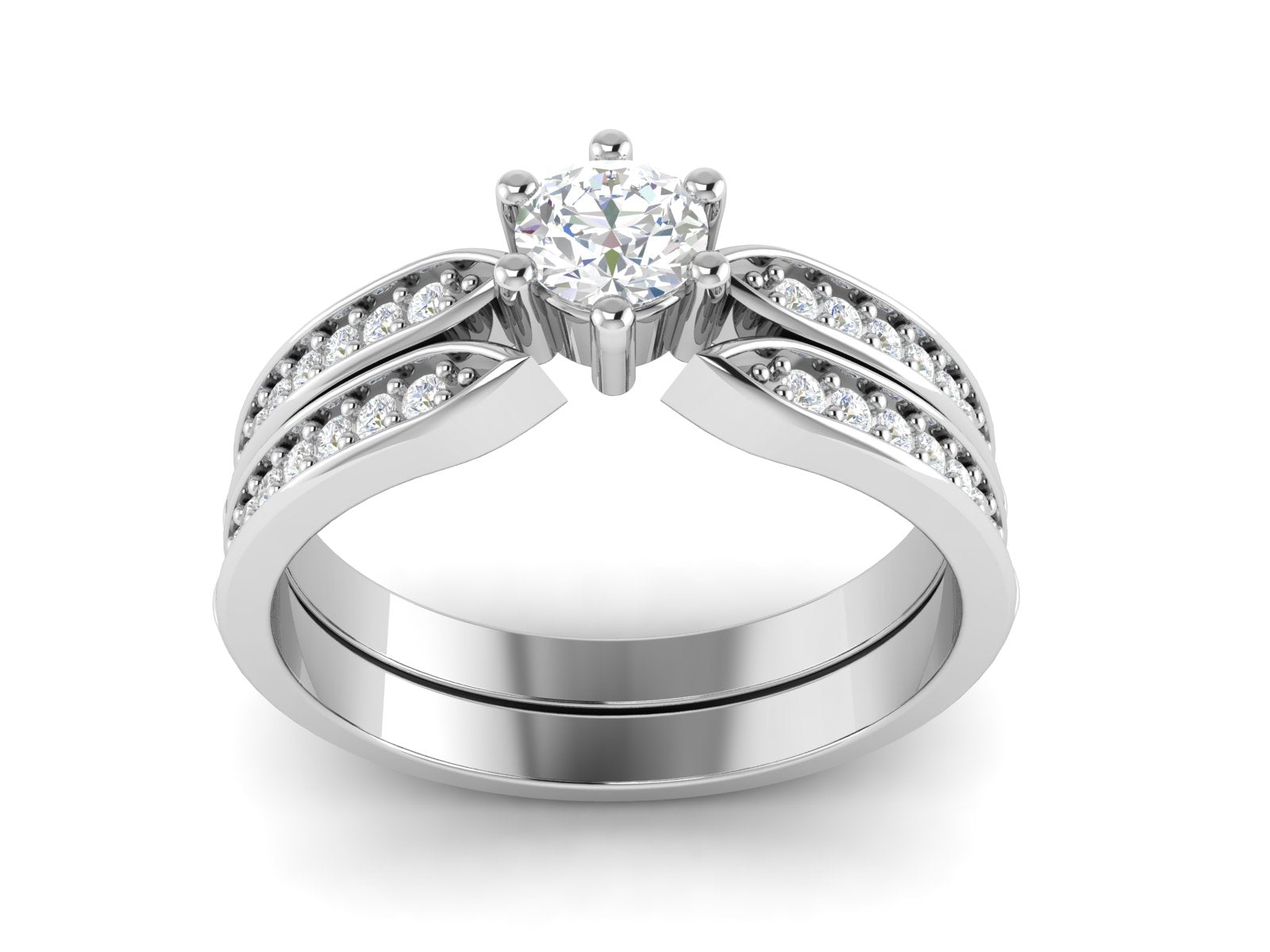 Fede nuziale impilabile con solitario in zirconia cubica bianca da 0,60 ctw