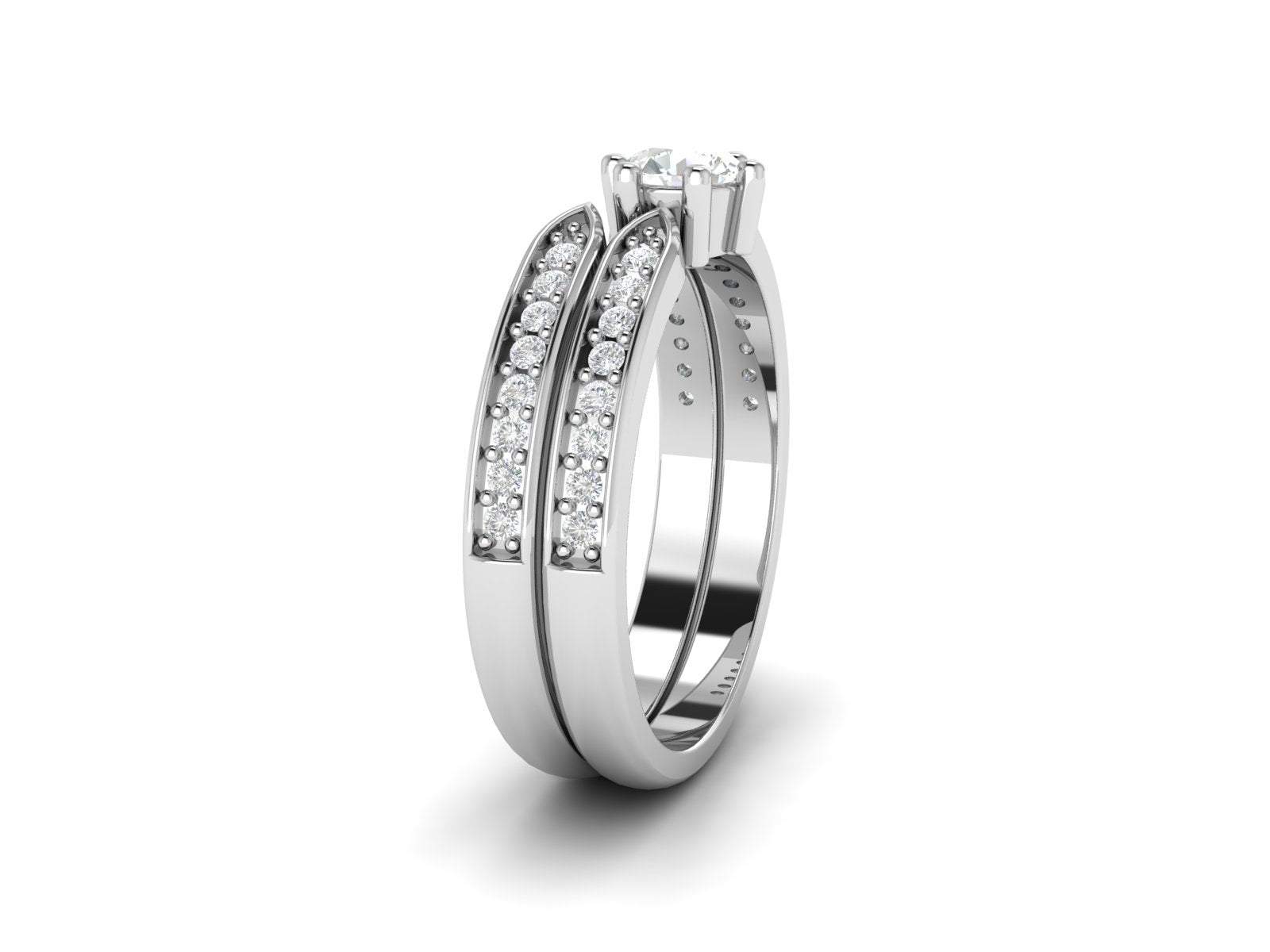 Fede nuziale impilabile con solitario in zirconia cubica bianca da 0,60 ctw