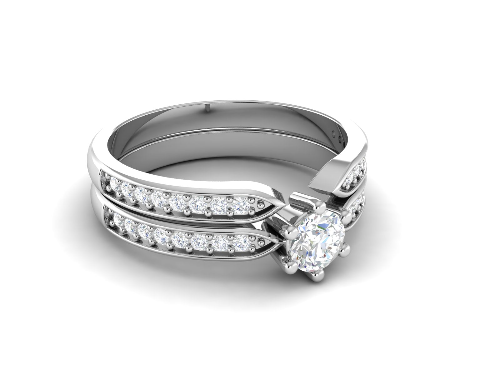 Fede nuziale impilabile con solitario in zirconia cubica bianca da 0,60 ctw