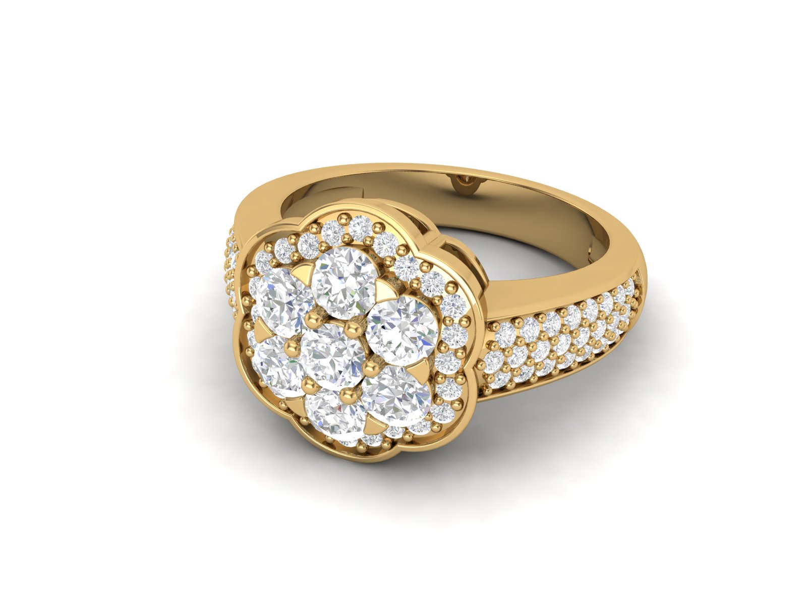 White CZ Cluster Floral Ring - Sterling Silver