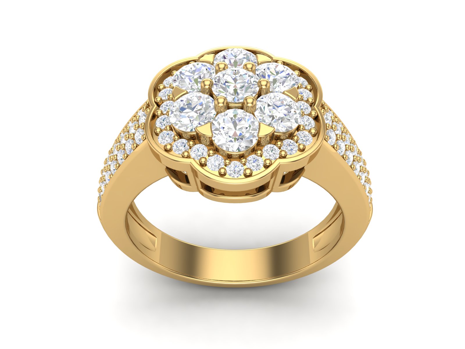 White CZ Cluster Floral Ring - Sterling Silver