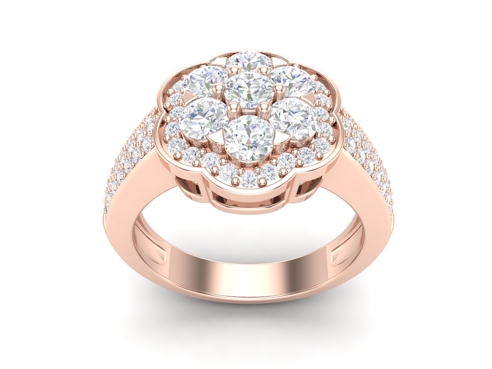 White CZ Cluster Floral Ring - Sterling Silver