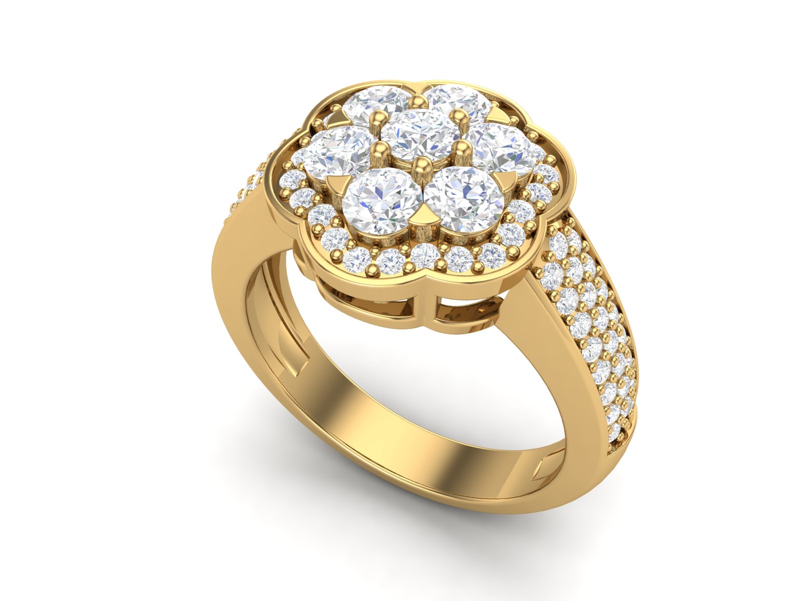 White CZ Cluster Floral Ring - Sterling Silver