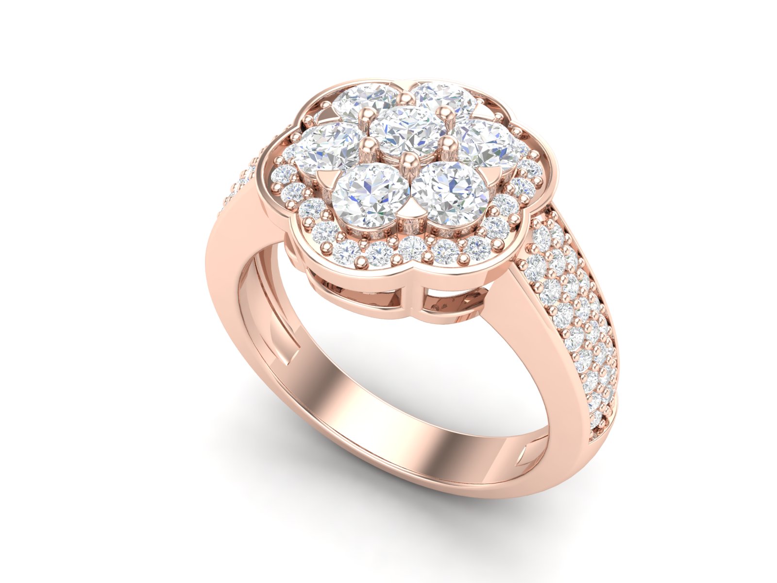 White CZ Cluster Floral Ring - Sterling Silver