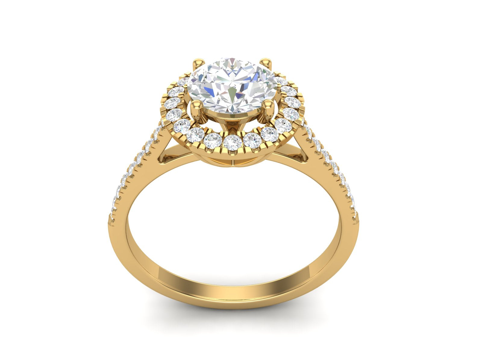 White CZ Double Halo Ring - Sterling Silver