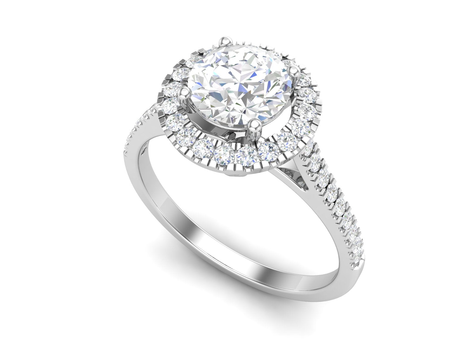 White CZ Double Halo Ring - Sterling Silver