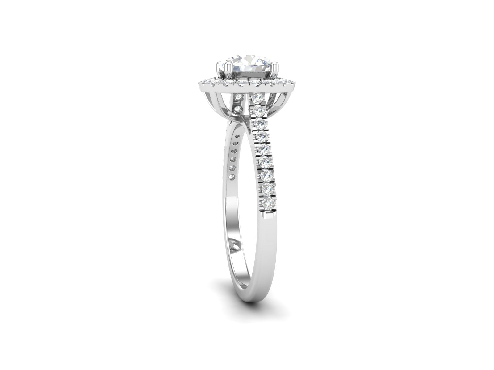 White CZ Double Halo Ring - Sterling Silver