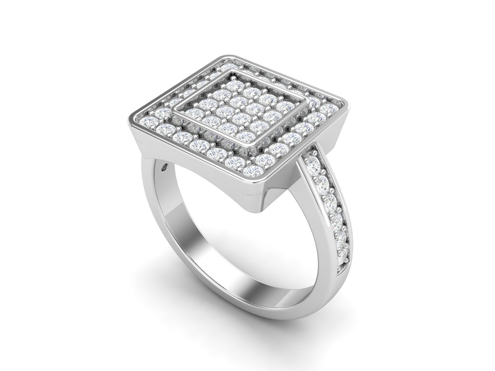 White CZ Cluster Wedding Ring - Sterling Silver