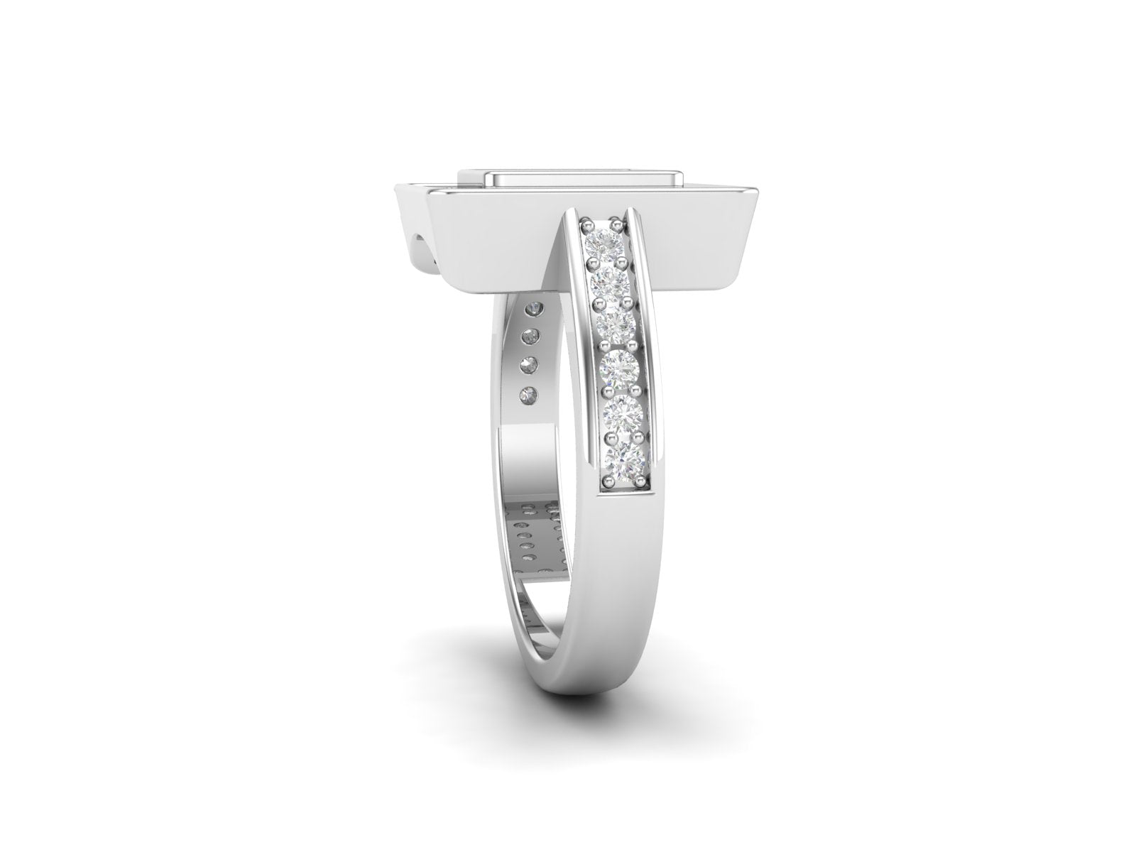 White CZ Cluster Wedding Ring - Sterling Silver