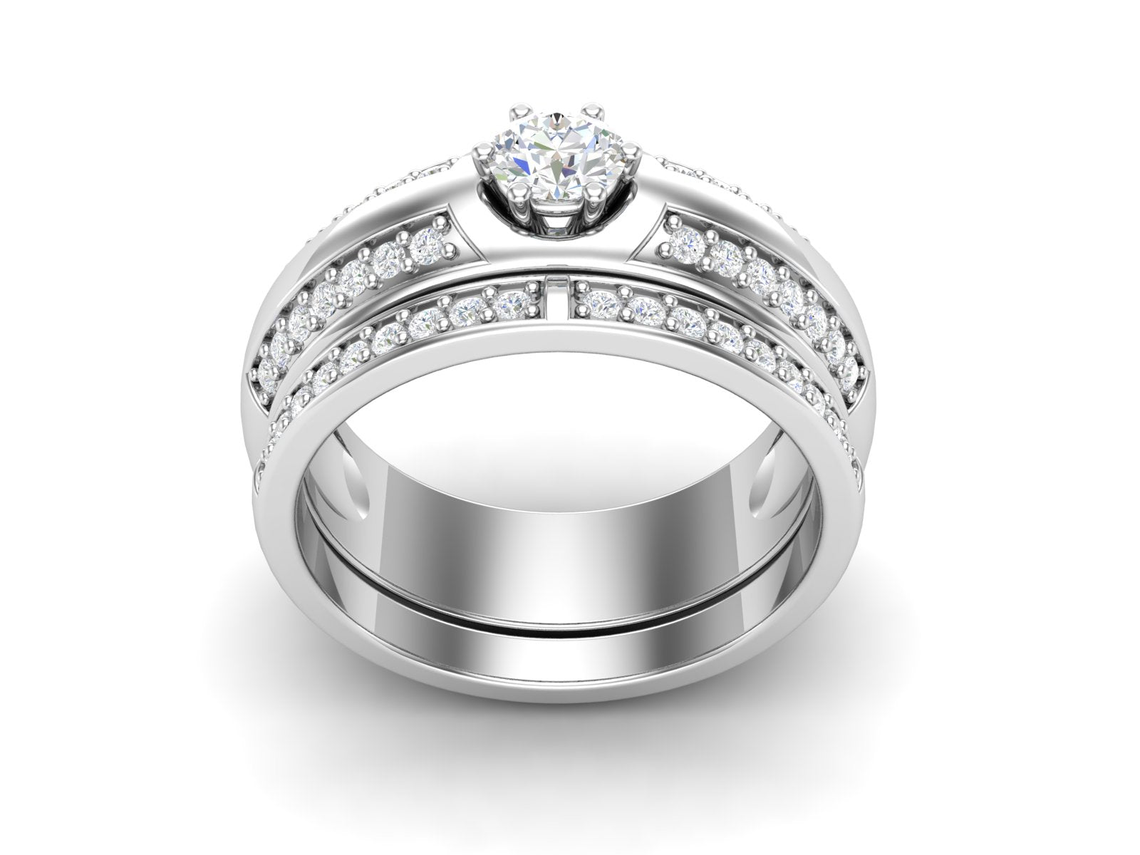 Fede nuziale con solitario impilabile in zirconia cubica bianca da 0,75 ctw