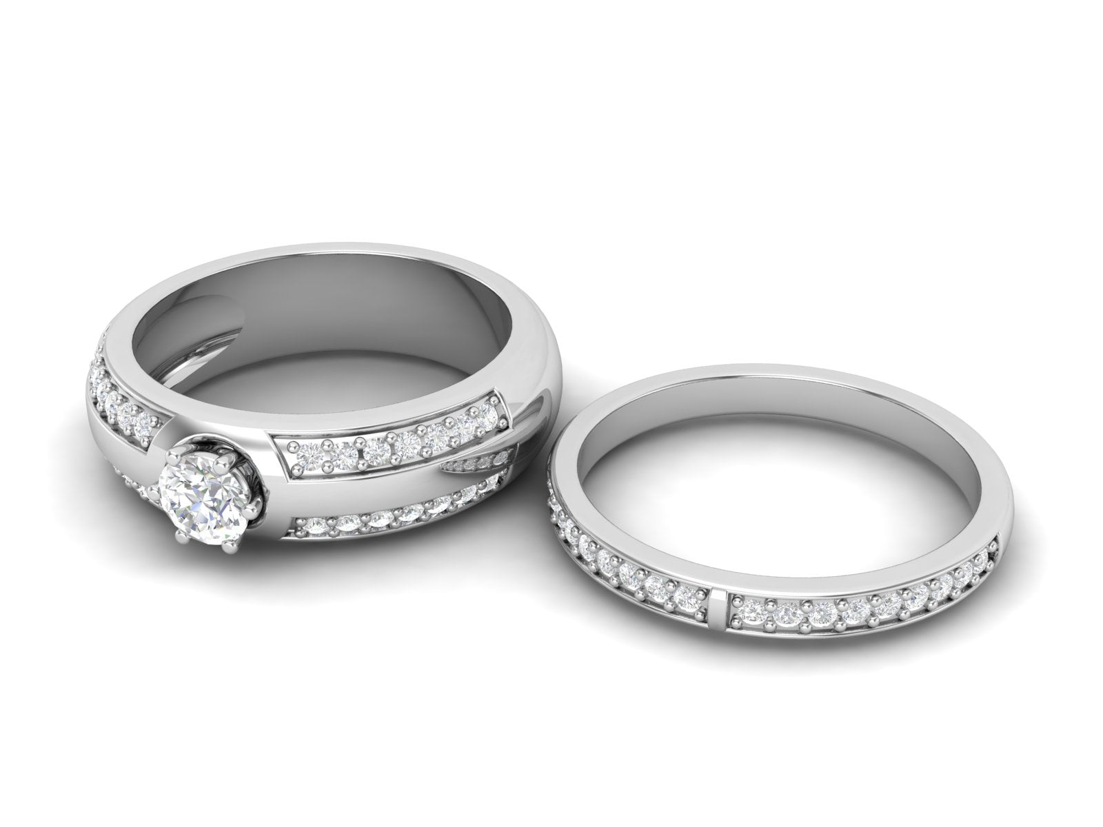 Fede nuziale con solitario impilabile in zirconia cubica bianca da 0,75 ctw