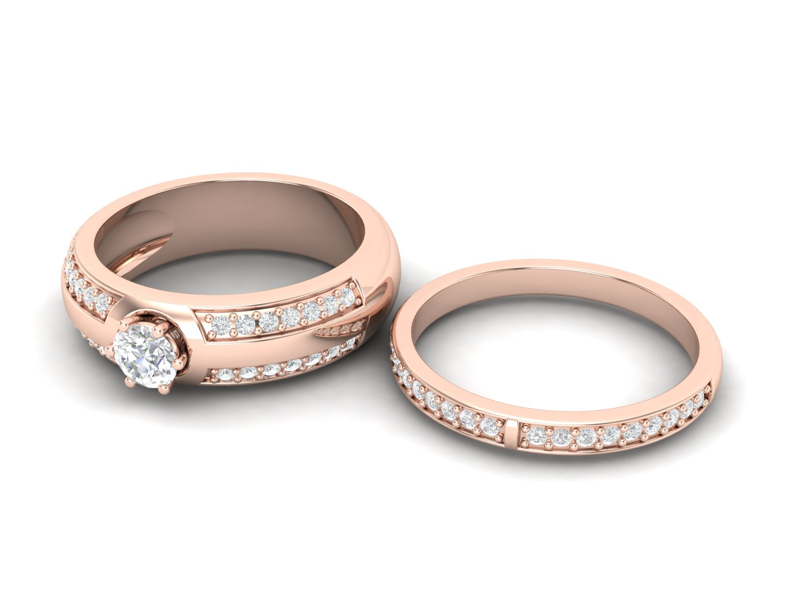 Fede nuziale con solitario impilabile in zirconia cubica bianca da 0,75 ctw