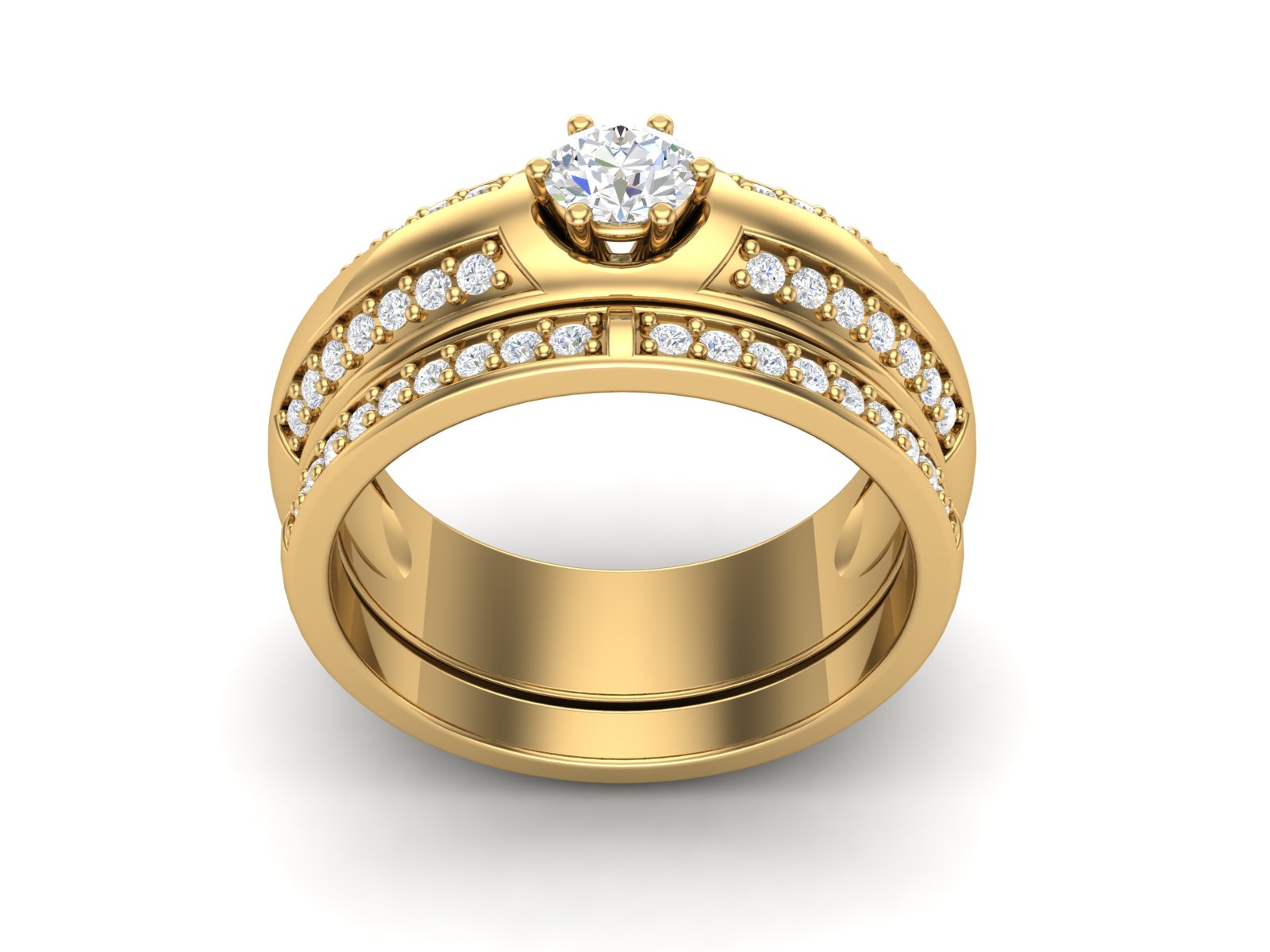 Fede nuziale con solitario impilabile in zirconia cubica bianca da 0,75 ctw