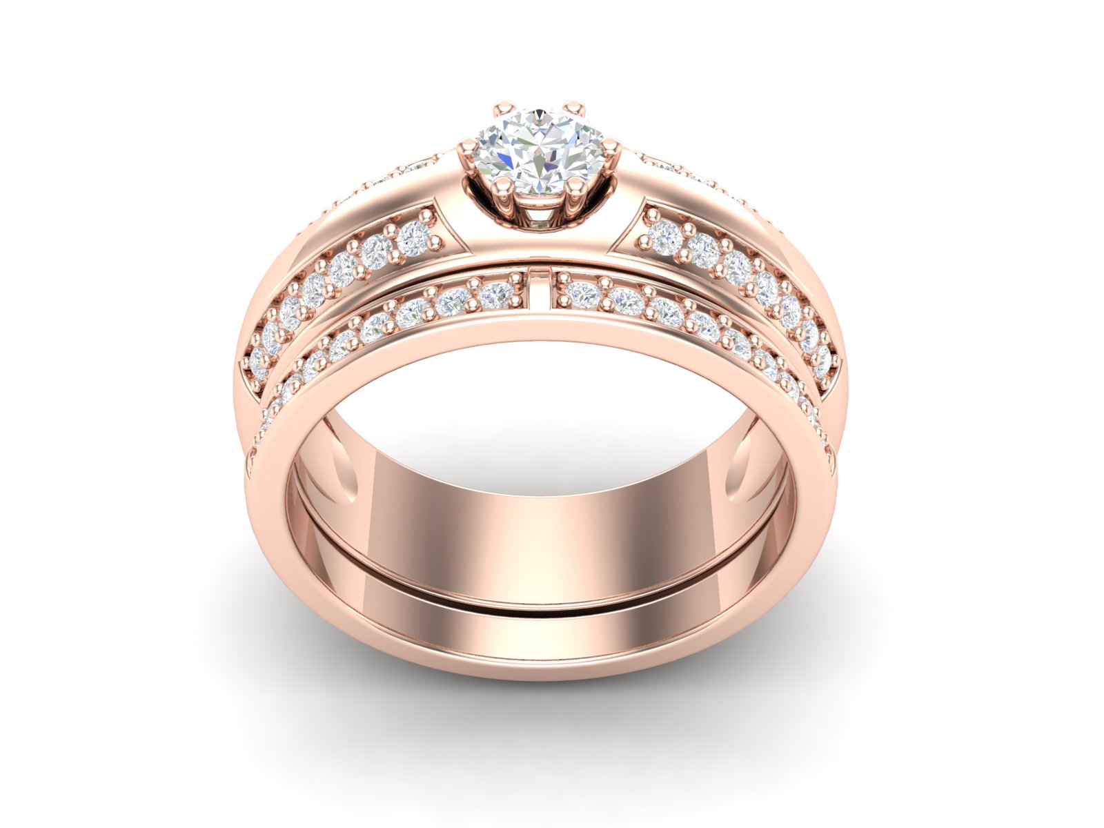 Fede nuziale con solitario impilabile in zirconia cubica bianca da 0,75 ctw