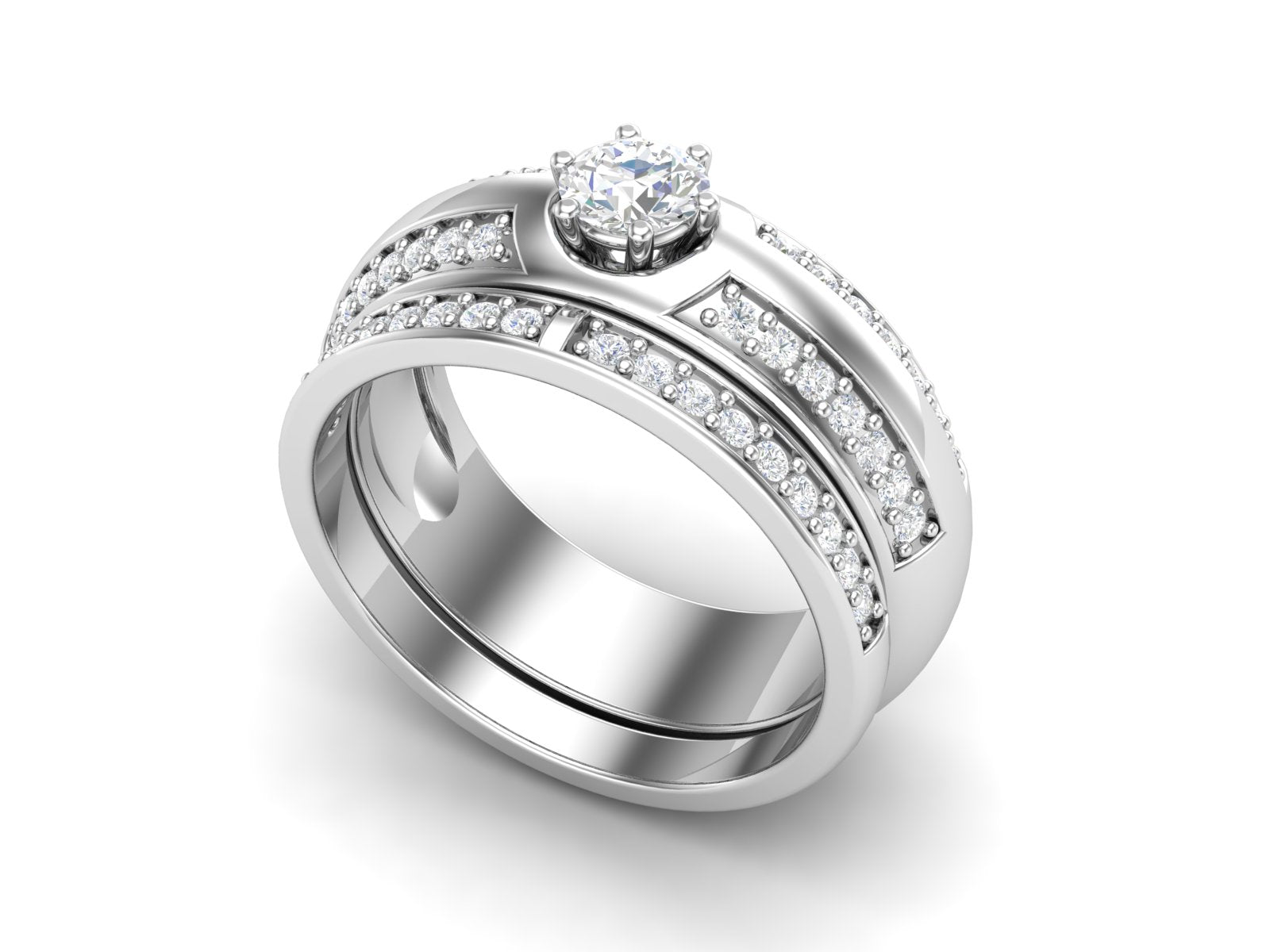 Fede nuziale con solitario impilabile in zirconia cubica bianca da 0,75 ctw