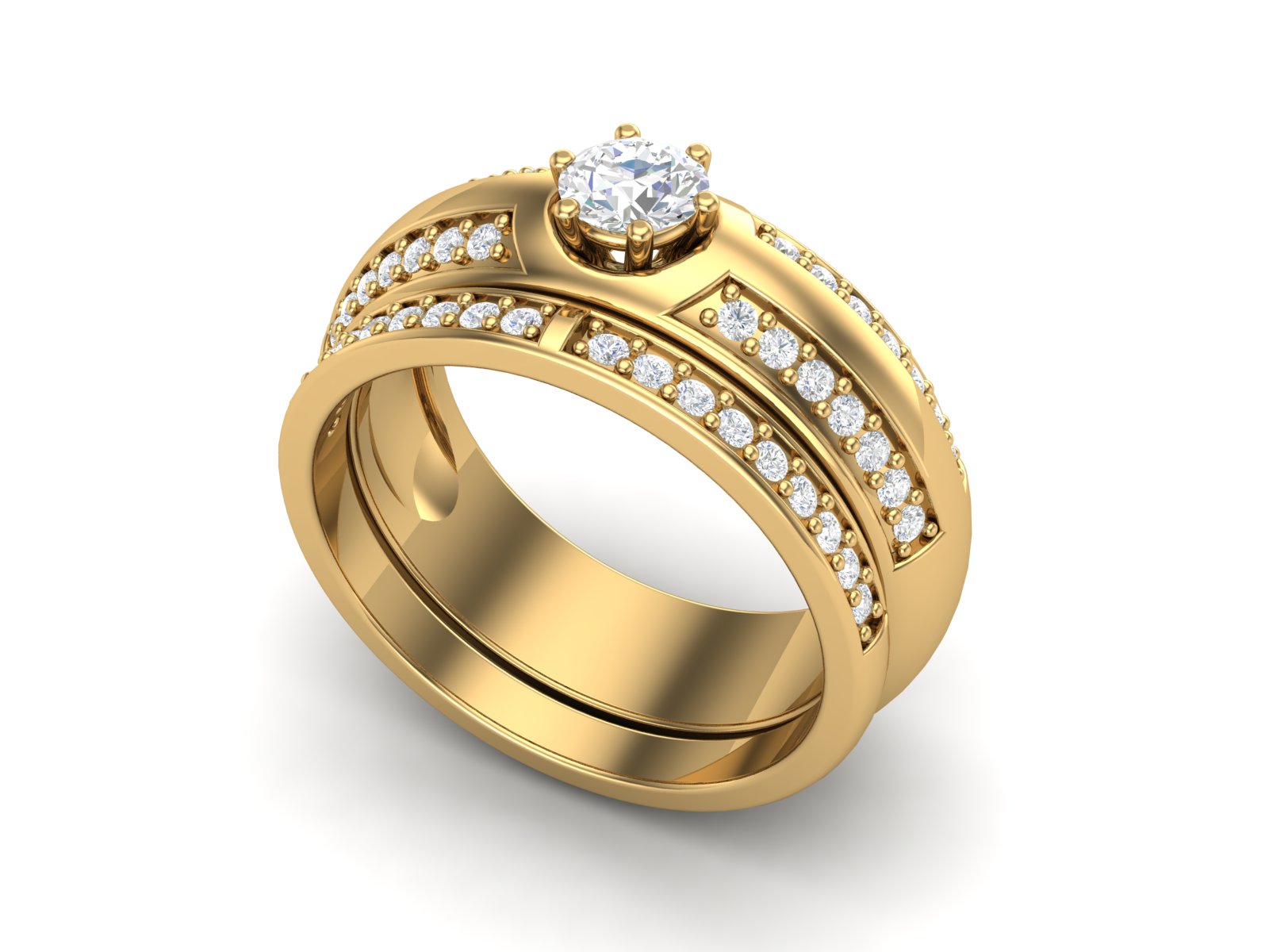 Fede nuziale con solitario impilabile in zirconia cubica bianca da 0,75 ctw