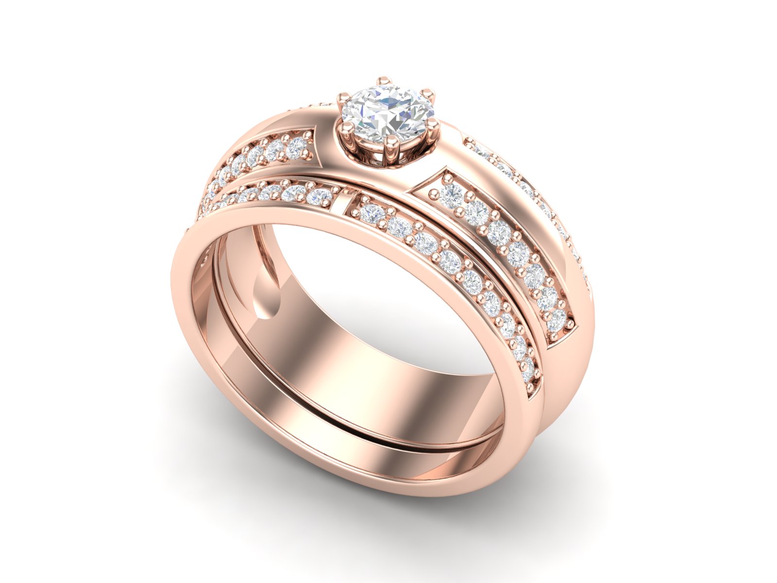 Fede nuziale con solitario impilabile in zirconia cubica bianca da 0,75 ctw