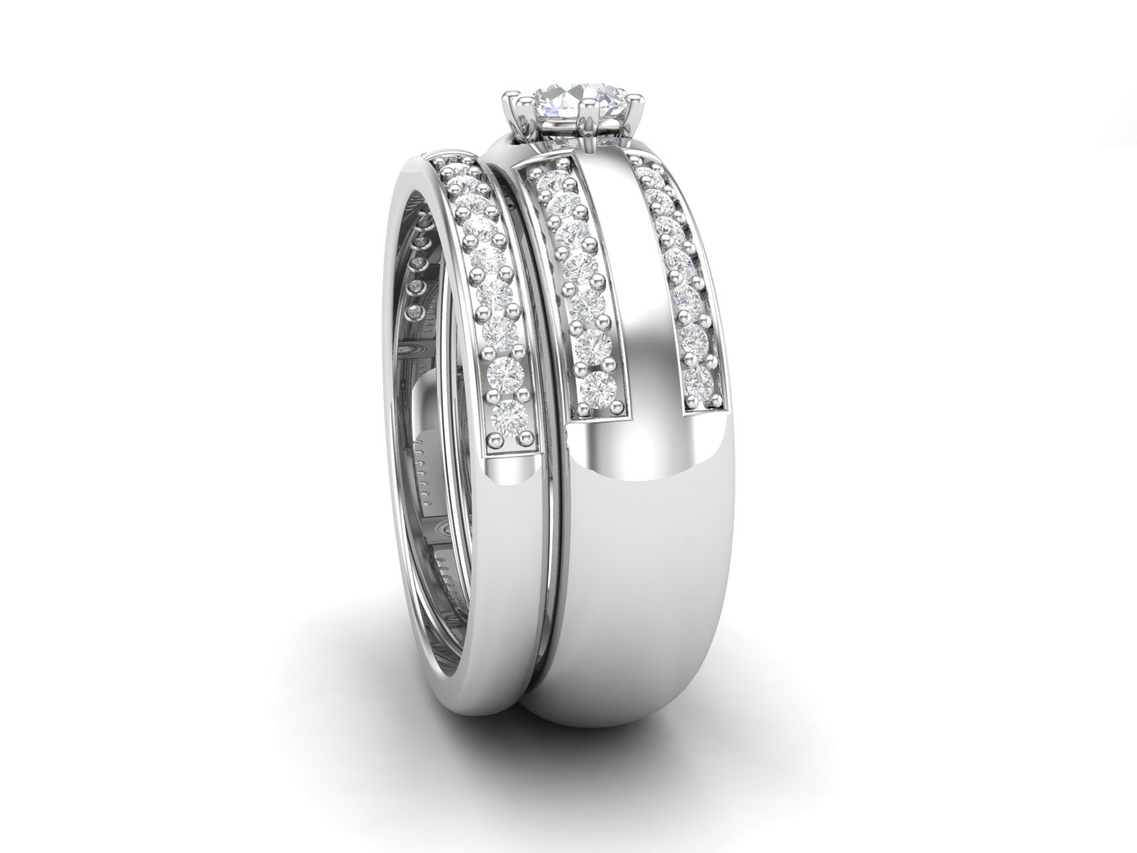 Fede nuziale con solitario impilabile in zirconia cubica bianca da 0,75 ctw