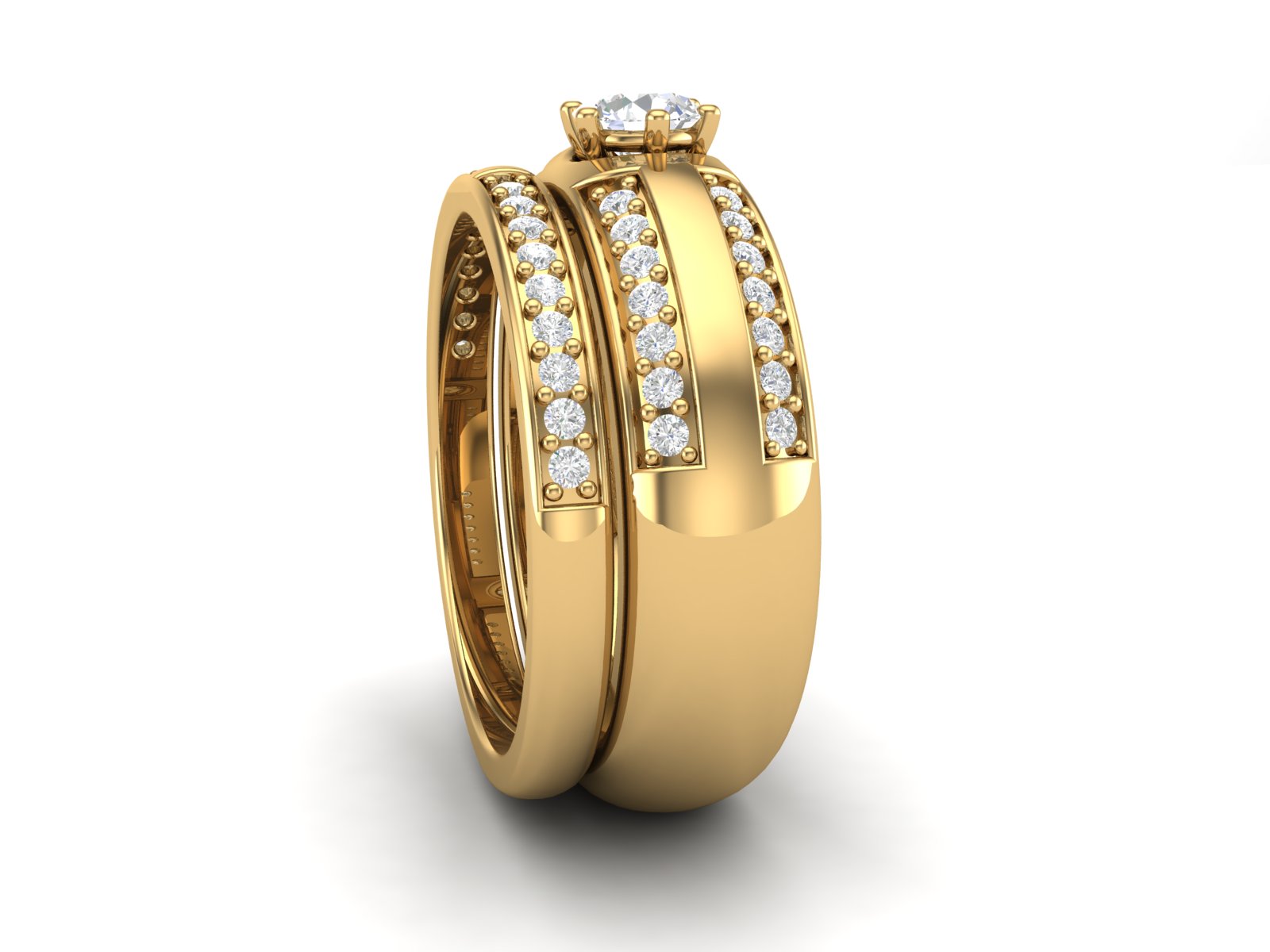 Fede nuziale con solitario impilabile in zirconia cubica bianca da 0,75 ctw
