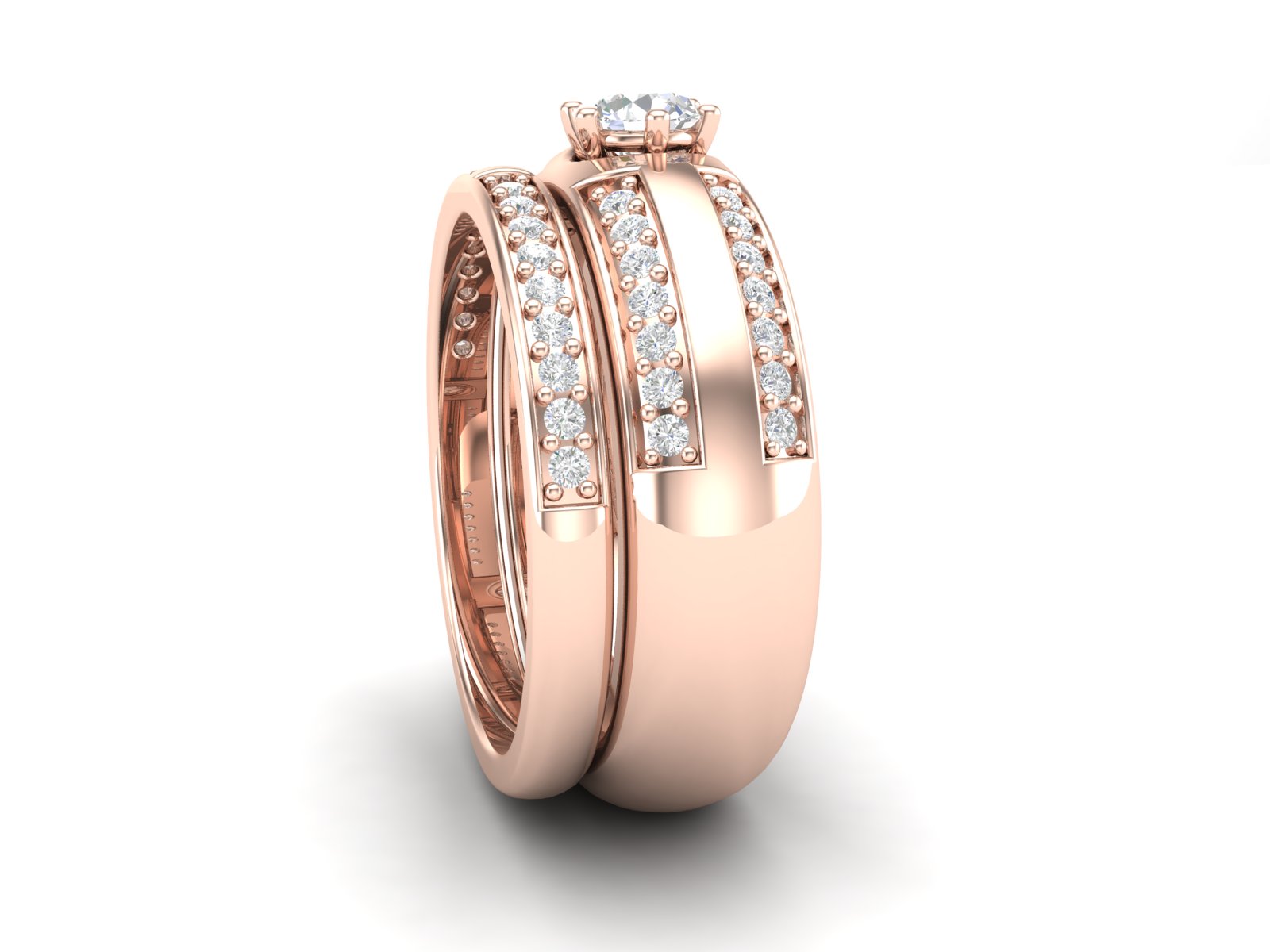 Fede nuziale con solitario impilabile in zirconia cubica bianca da 0,75 ctw