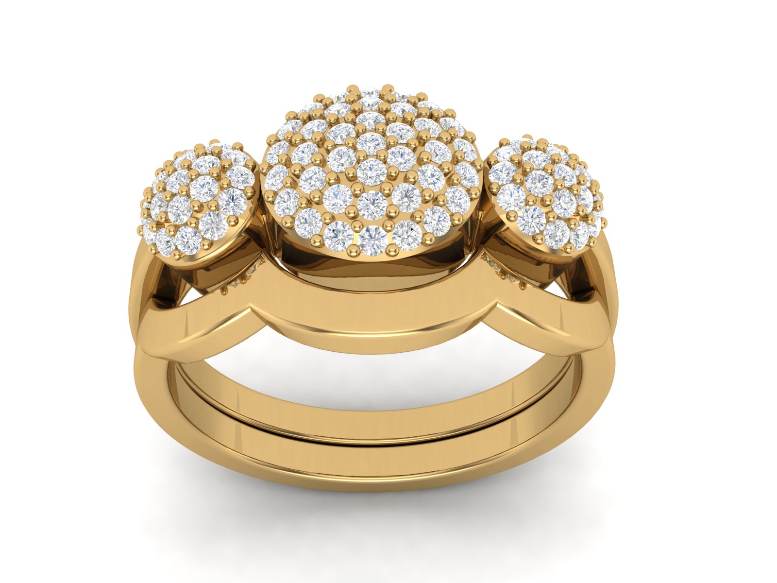 White CZ Three-Stone Cluster Ring - Sterling Silver