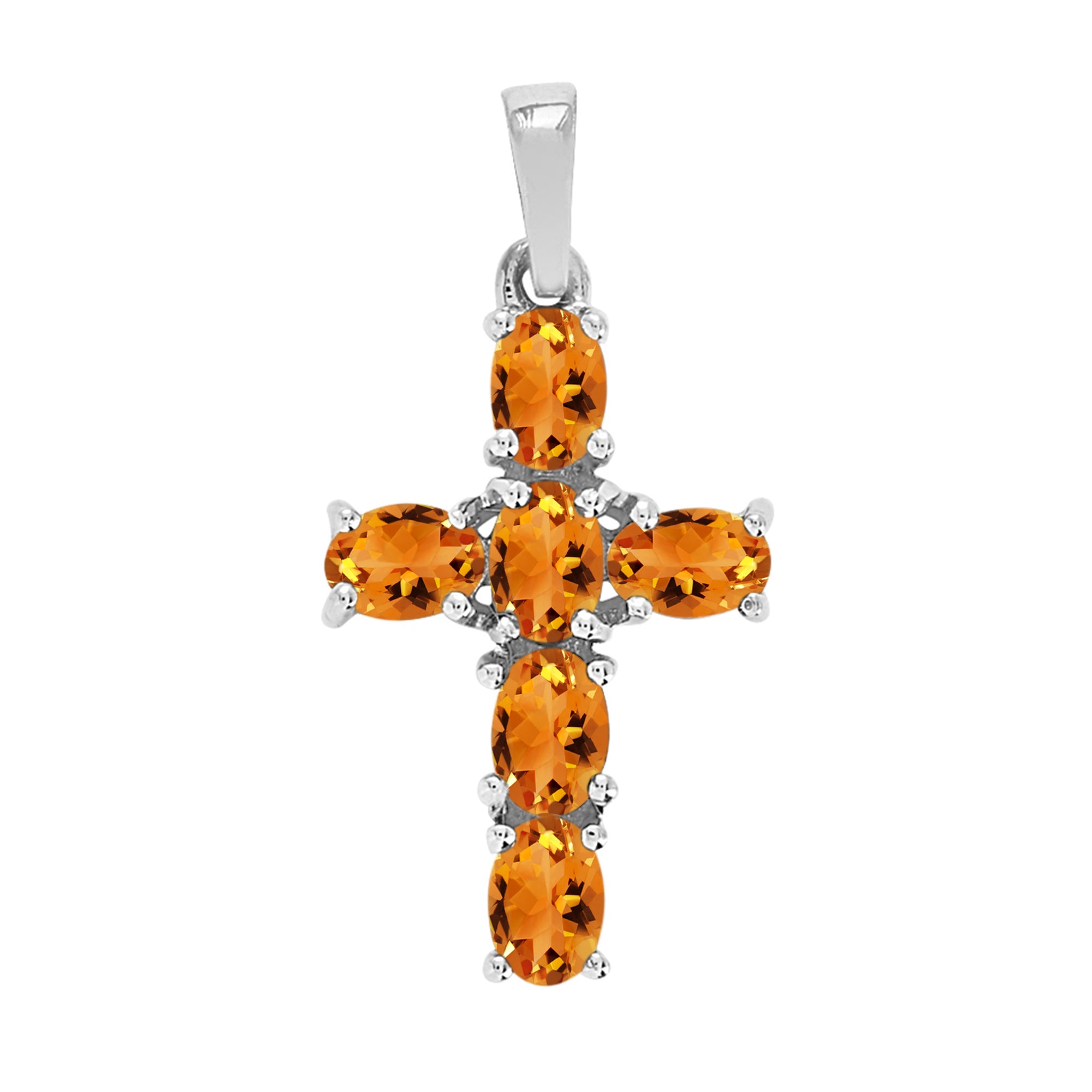 Multi Stone Religious Cross Pendant -Sterling Silver