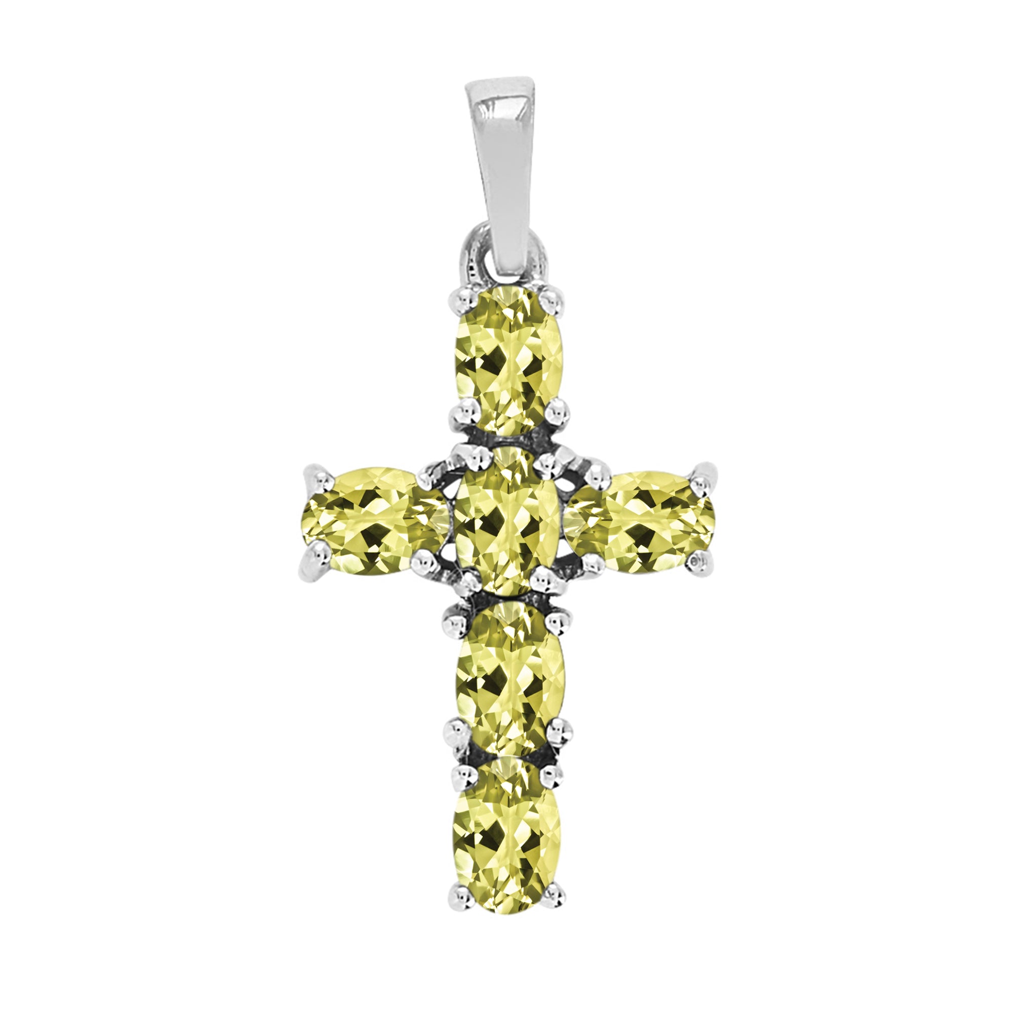 Multi Stone Religious Cross Pendant -Sterling Silver