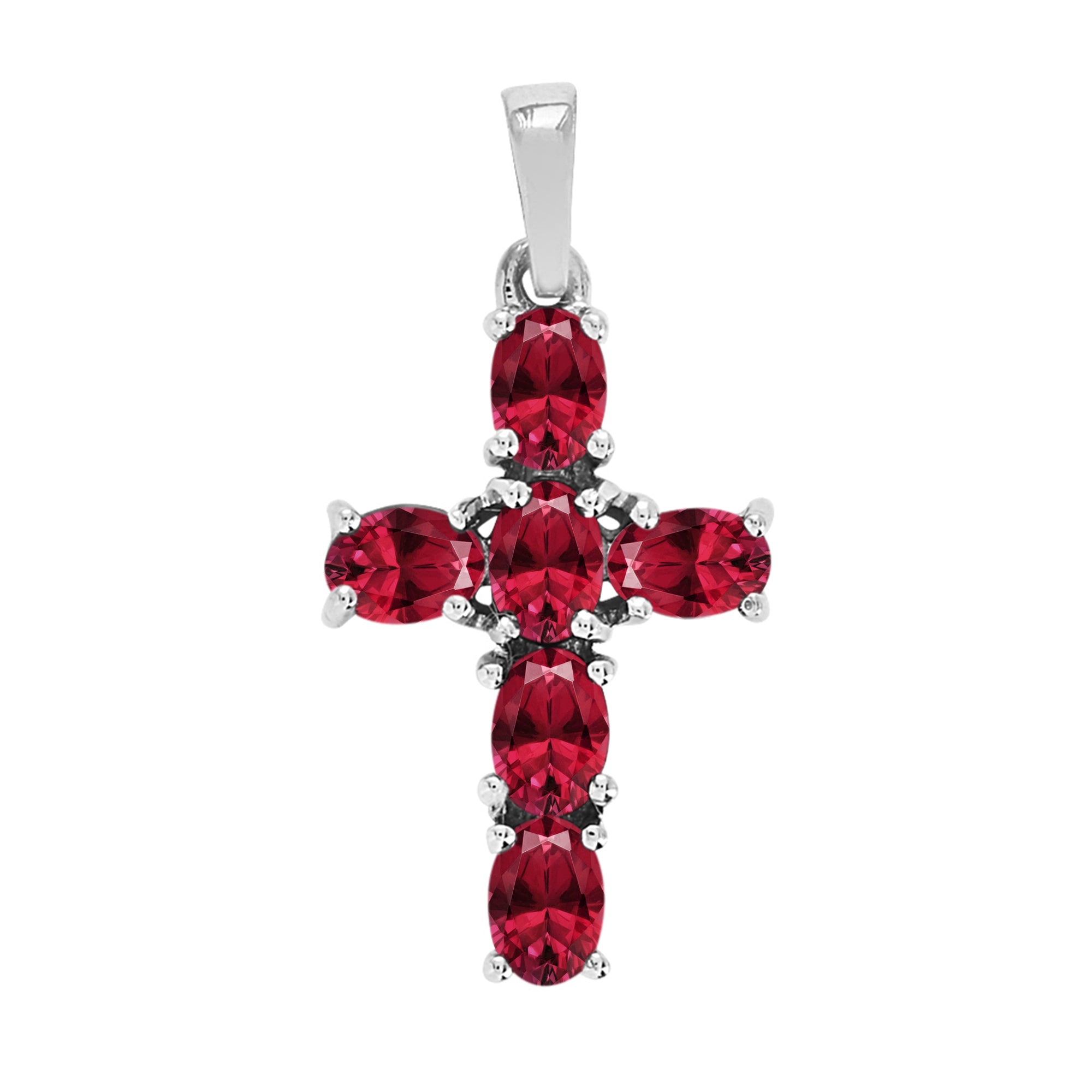Multi Stone Religious Cross Pendant -Sterling Silver