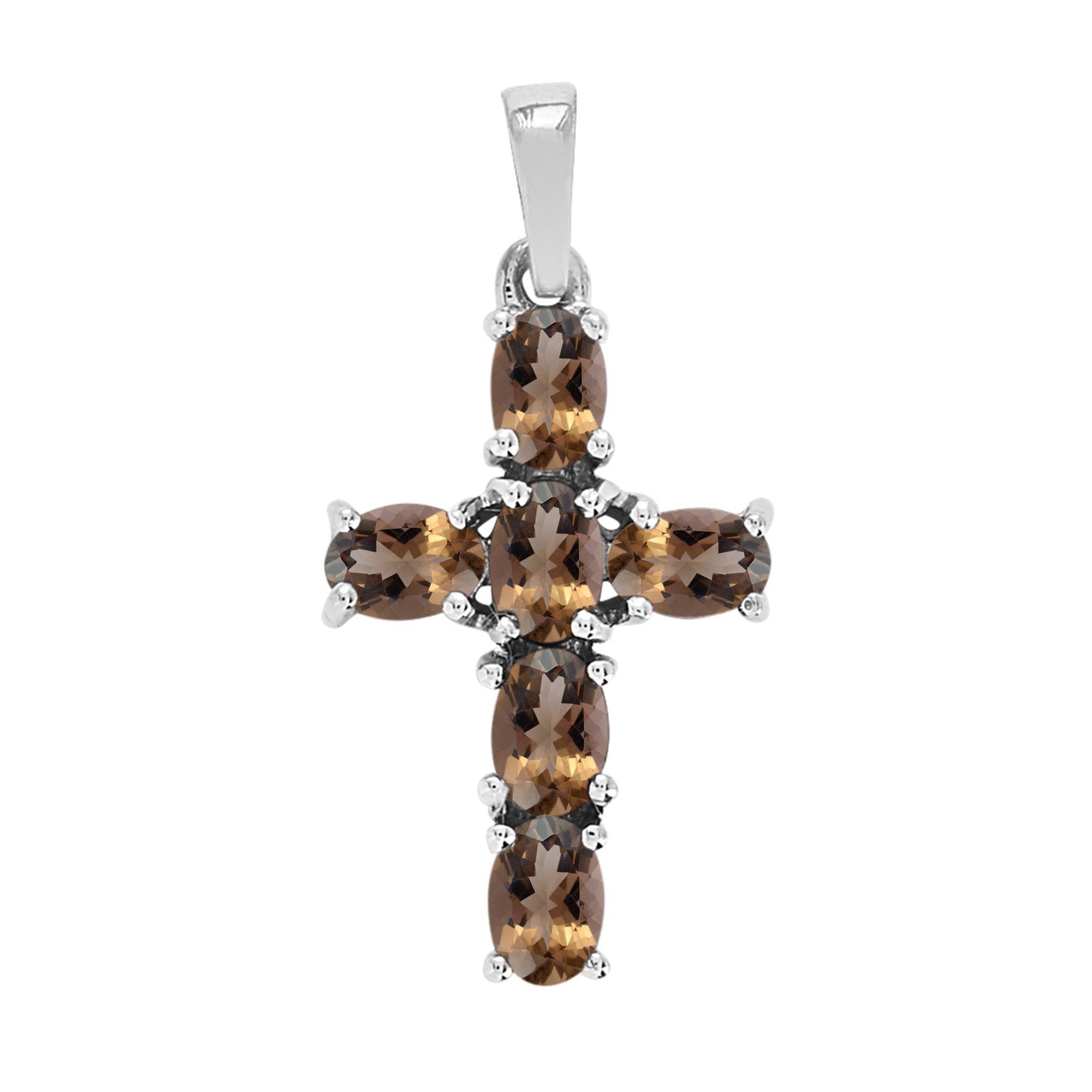 Multi Stone Religious Cross Pendant -Sterling Silver