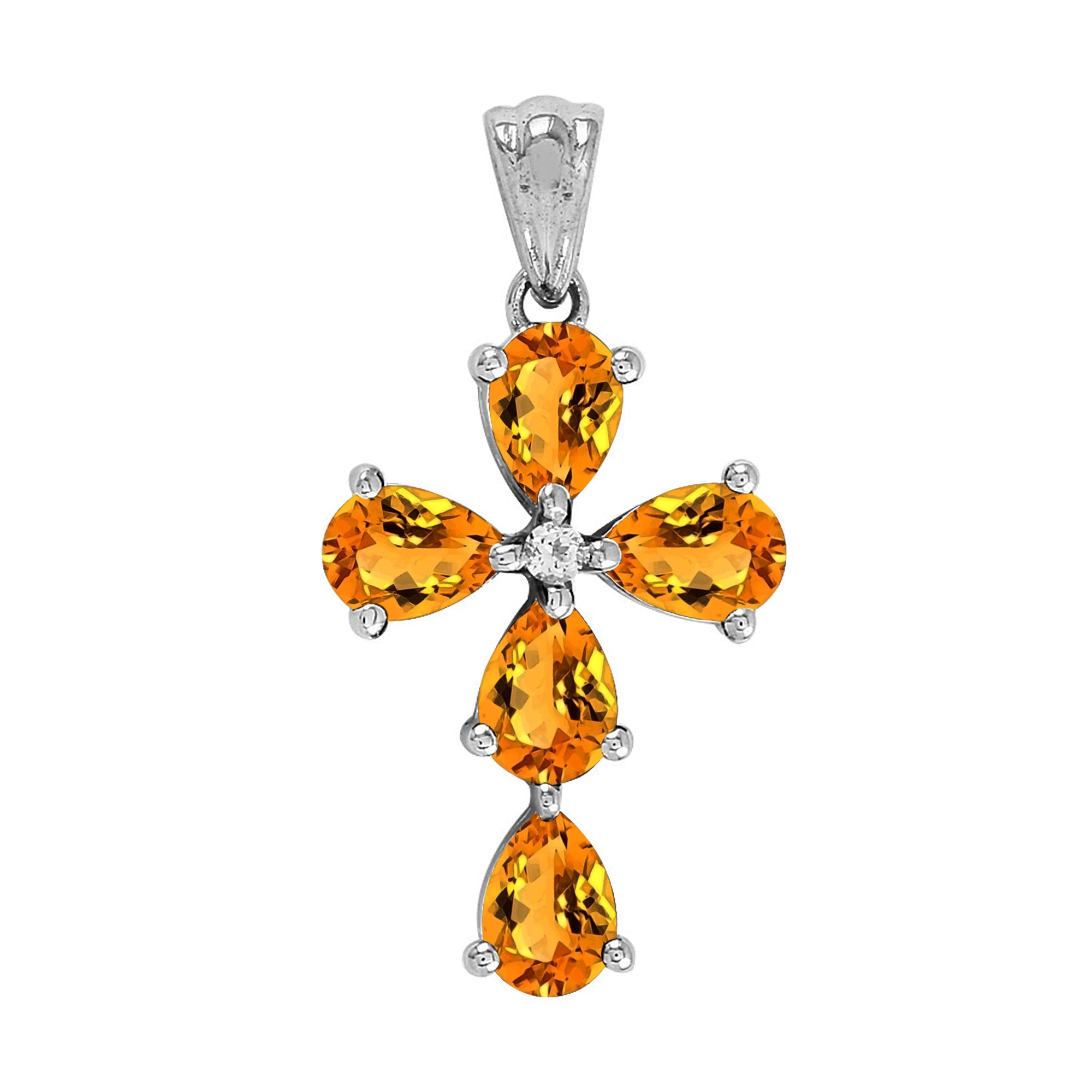 Multi Stone Christian Cross Pendant -Sterling Silver