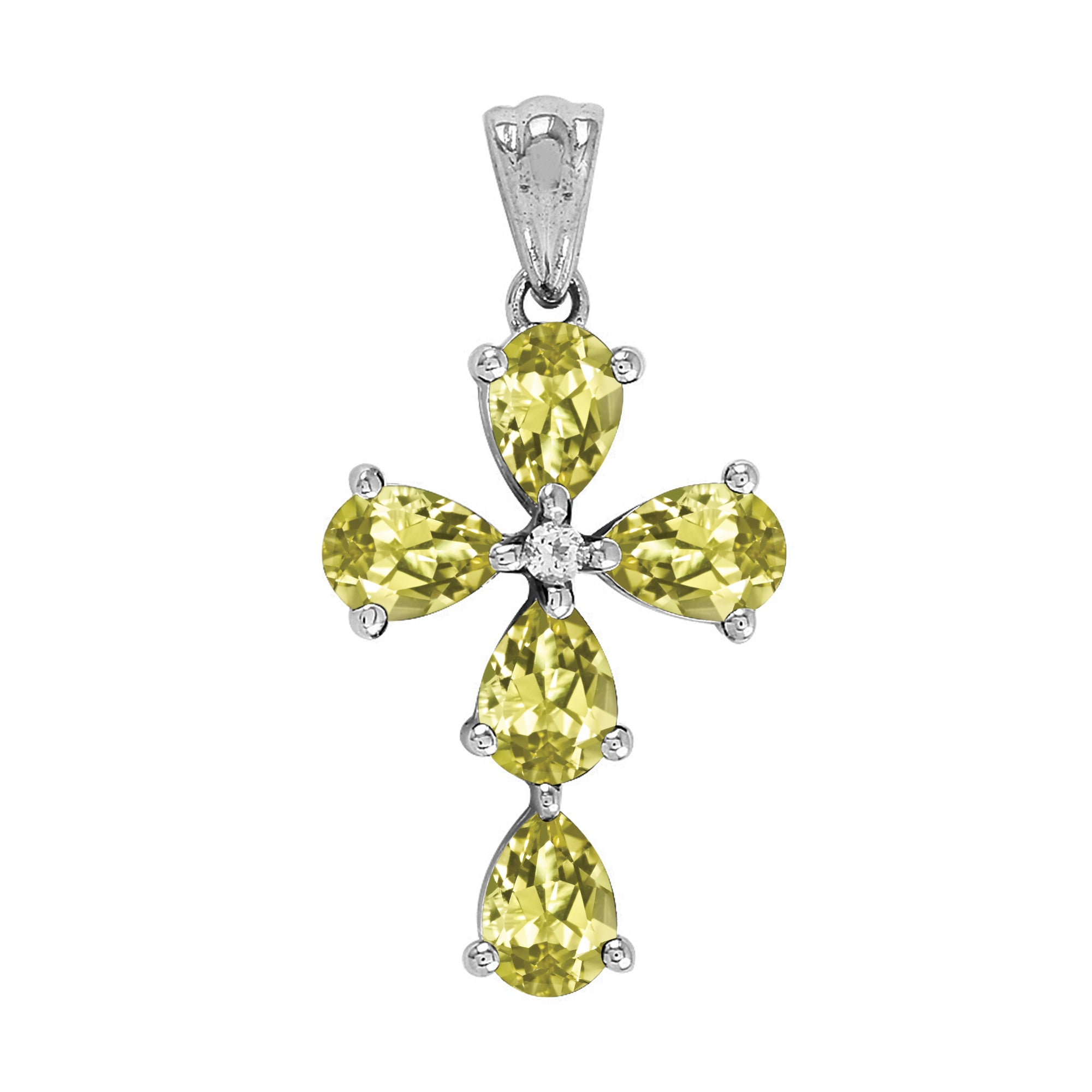 Multi Stone Christian Cross Pendant -Sterling Silver