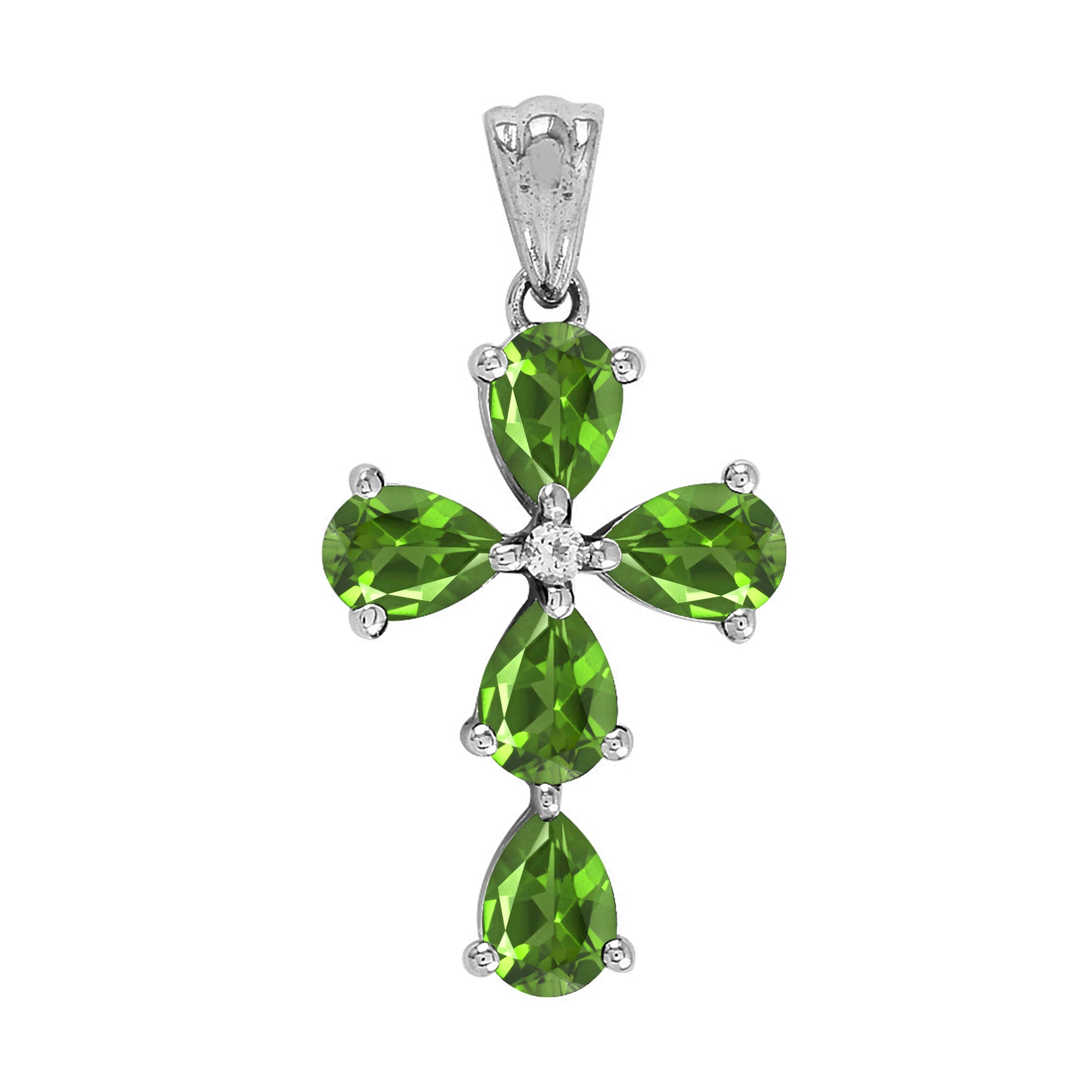 Multi Stone Christian Cross Pendant -Sterling Silver