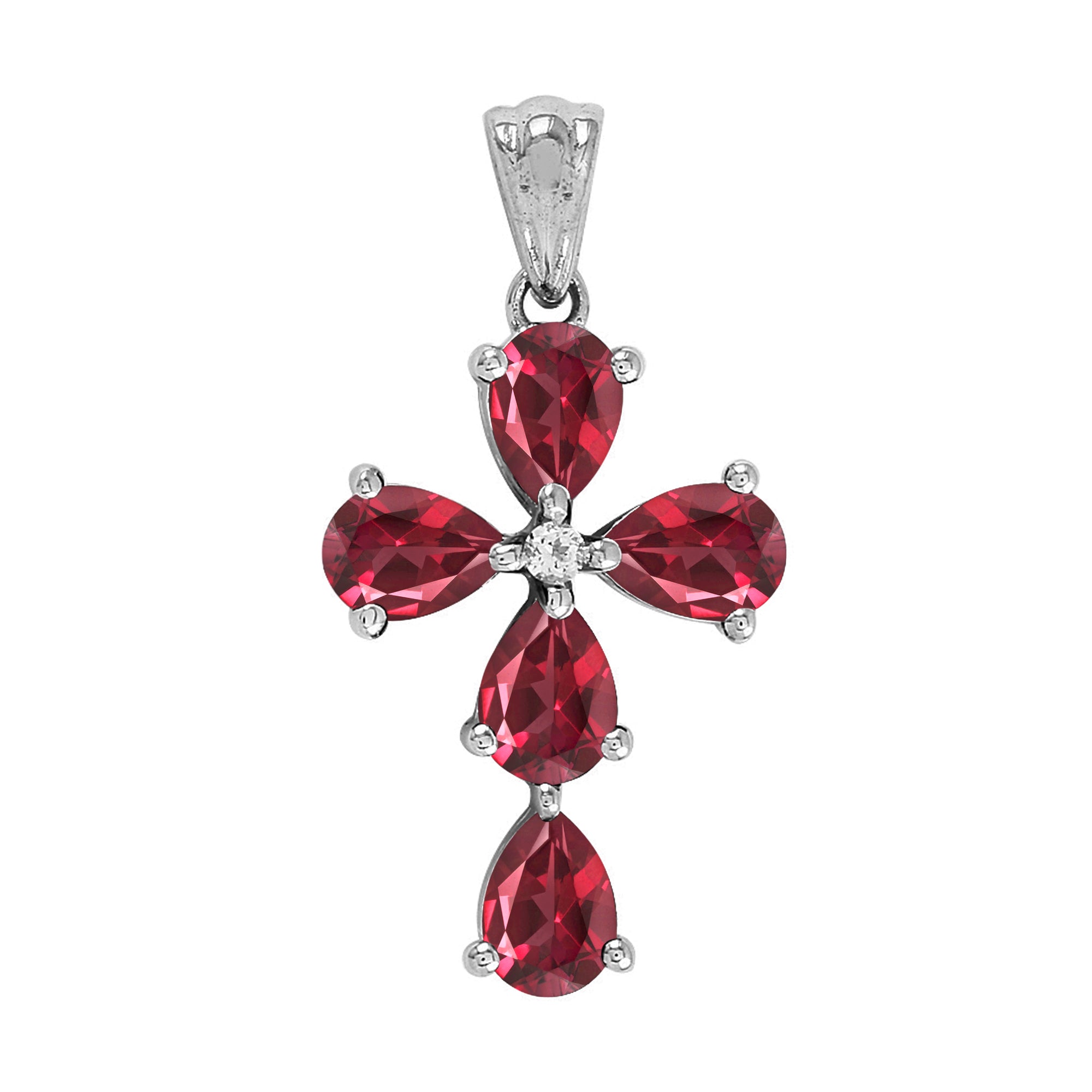 Multi Stone Christian Cross Pendant -Sterling Silver