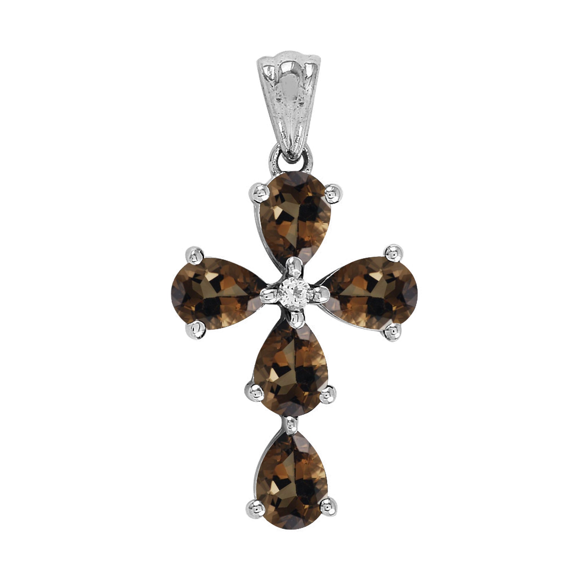 Multi Stone Christian Cross Pendant -Sterling Silver