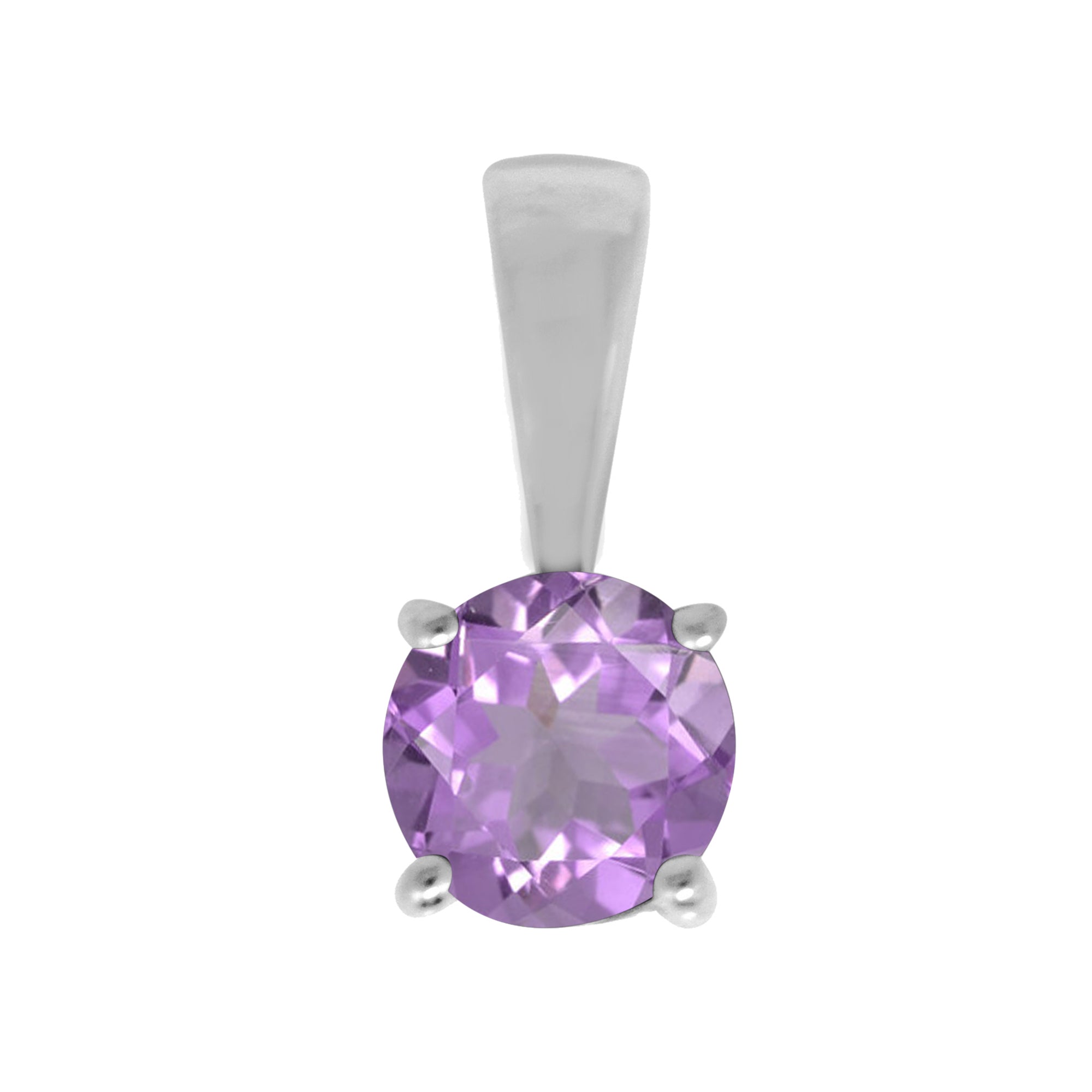 Multi Stone Round Solitaire Pendant - Sterling Silver